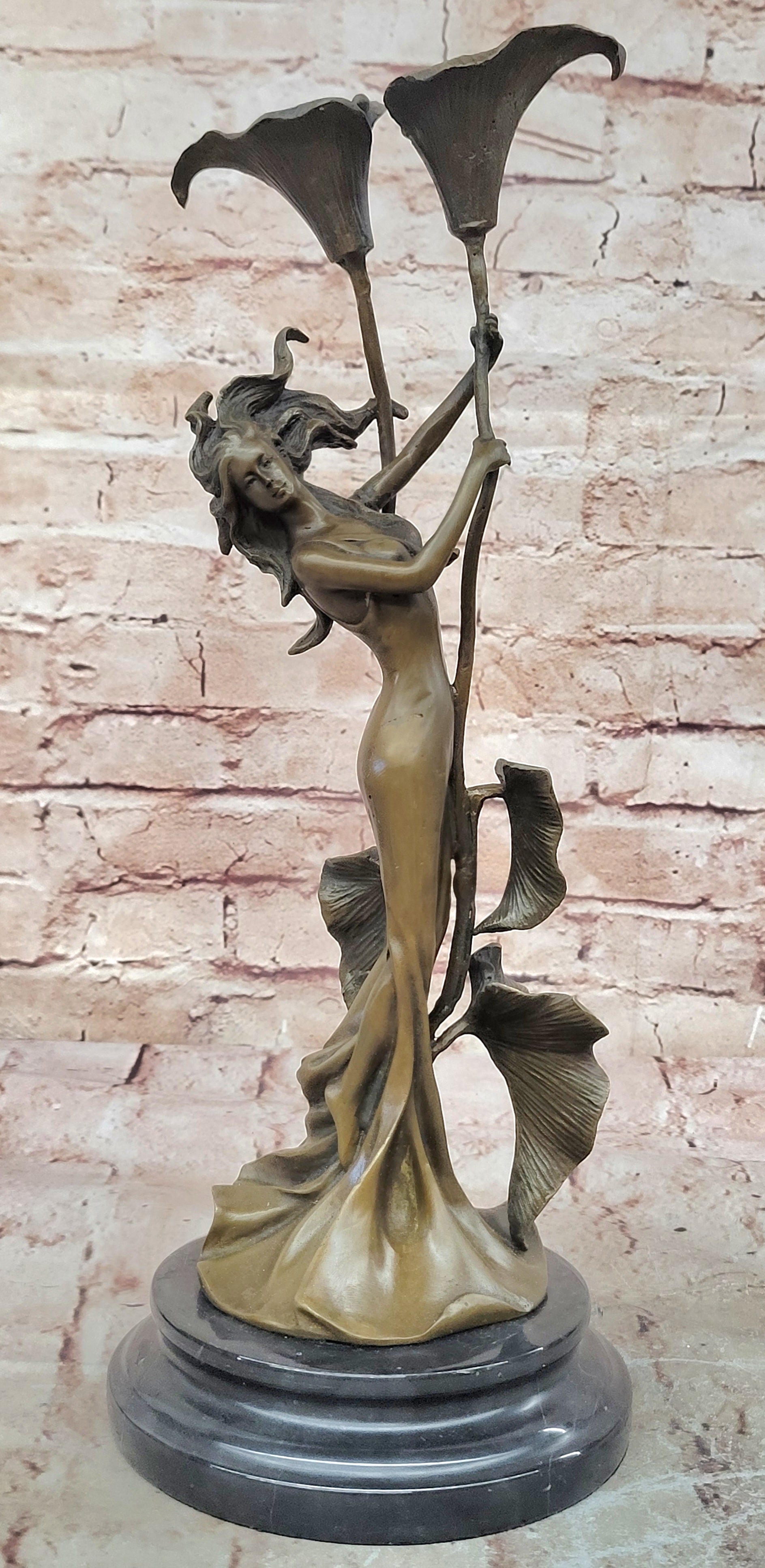 Hot Cast Bronze Art Deco Candleholder by Milo - Young Girl Figurines