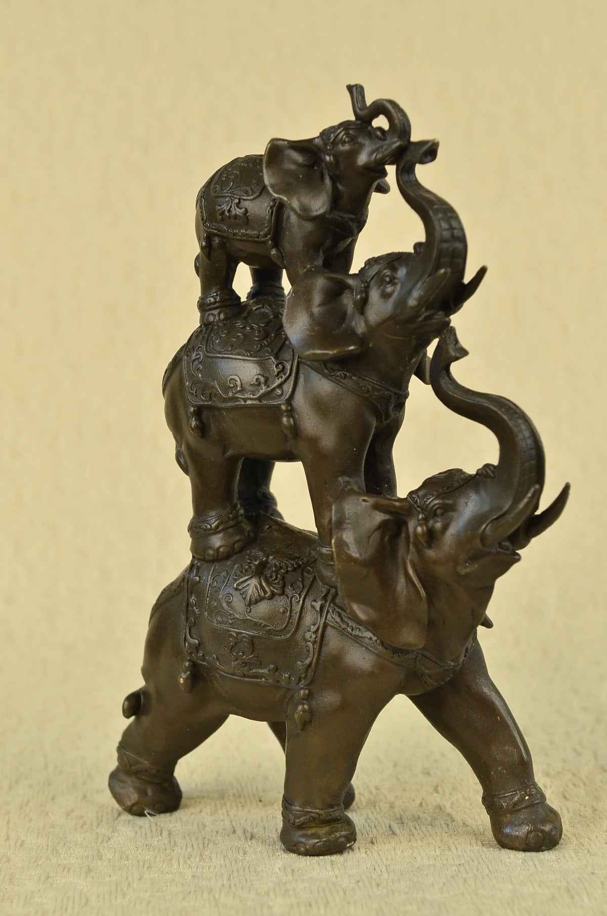 Gorgeous Bronze Elephant Figurine Sculpture Statue Gift African Signed Figurine