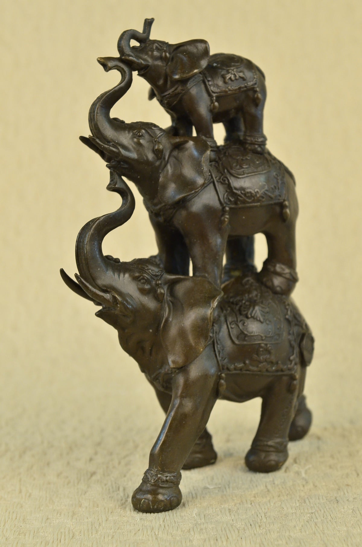 Gorgeous Bronze Elephant Figurine Sculpture Statue Gift African Signed Figurine