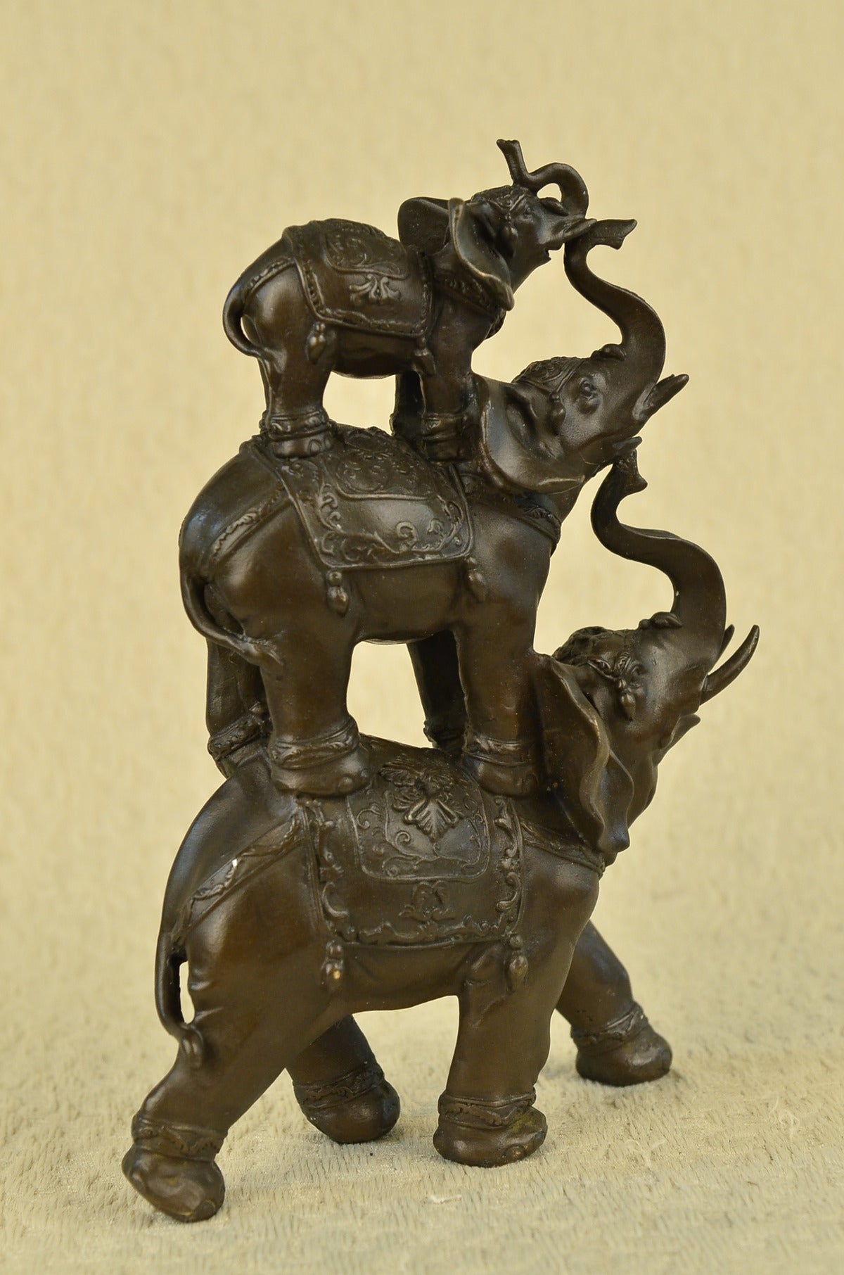 Gorgeous Bronze Elephant Figurine Sculpture Statue Gift African Signed Figurine