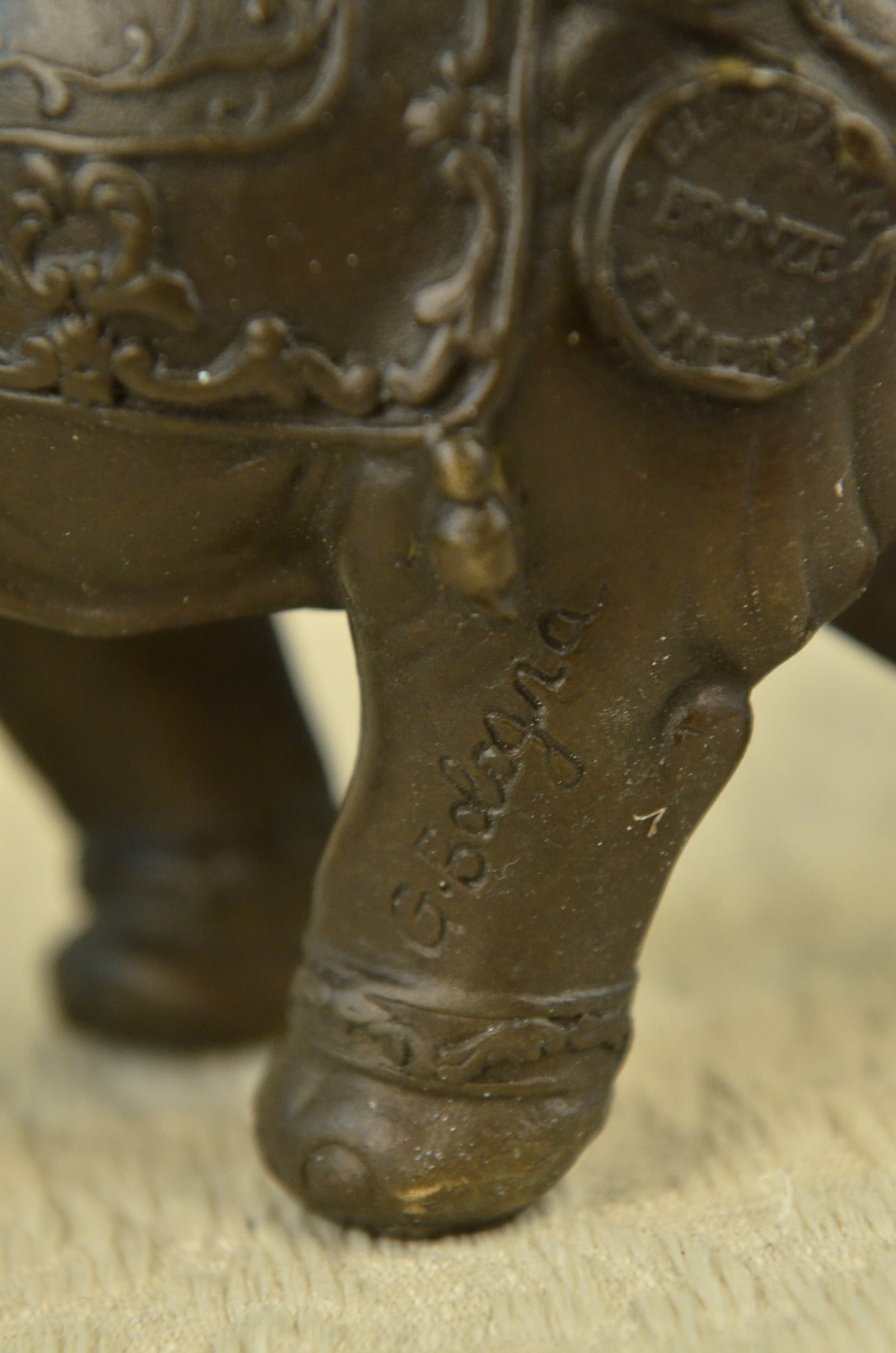 Gorgeous Bronze Elephant Figurine Sculpture Statue Gift African Signed Figurine