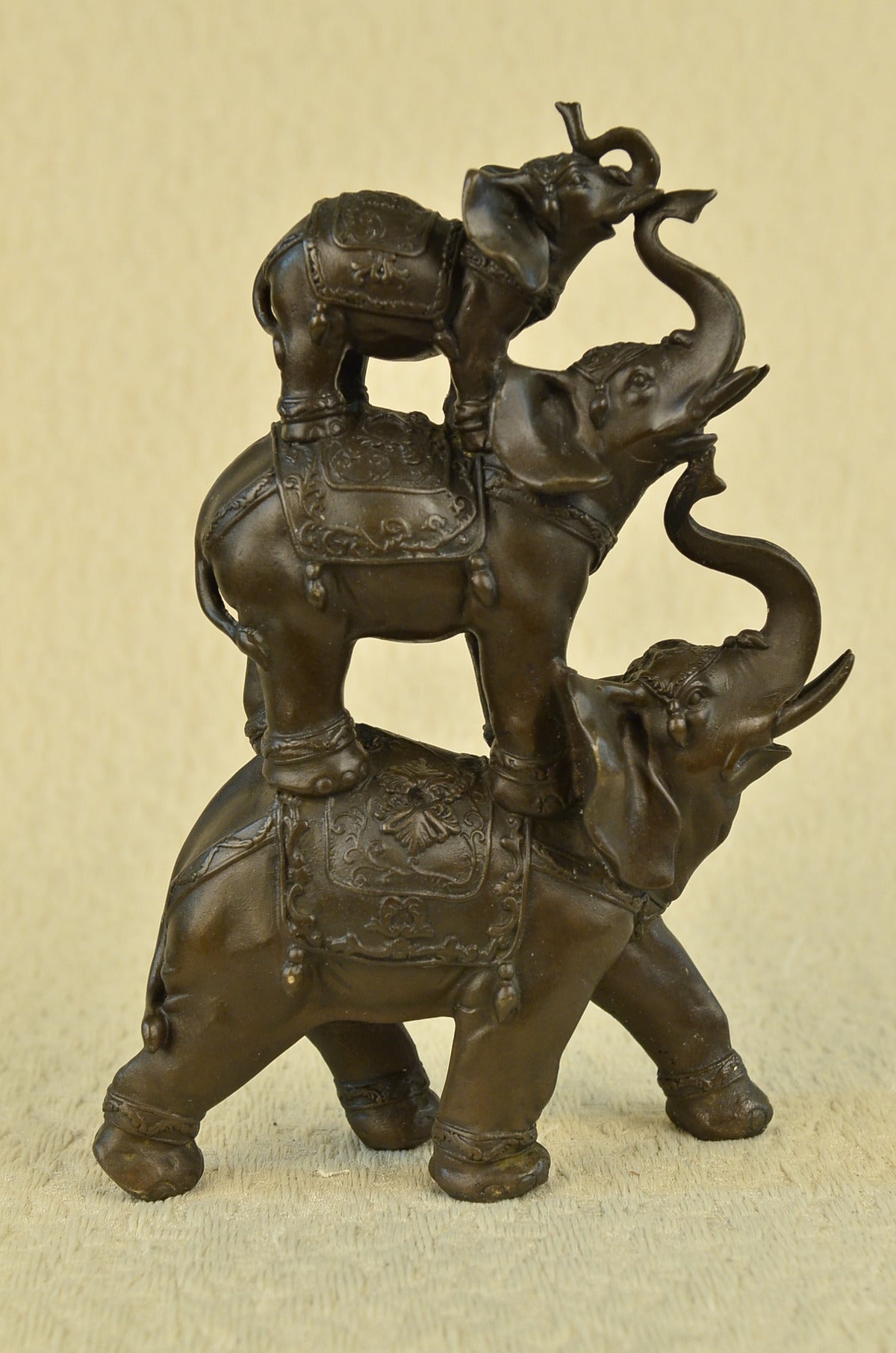 Gorgeous Bronze Elephant Figurine Sculpture Statue Gift African Signed Figurine