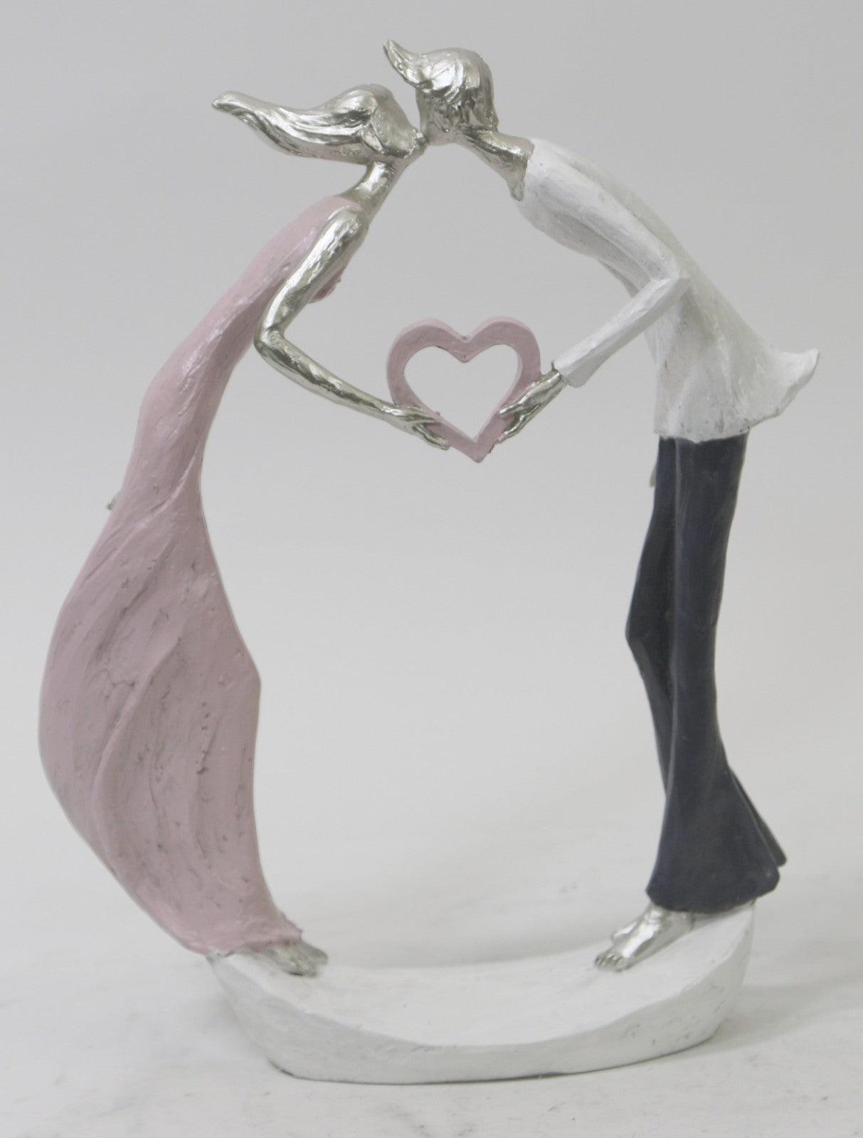 LOVERS KISSING Sculpture Young Male & Female Erotic Statue Silver Finish Sale