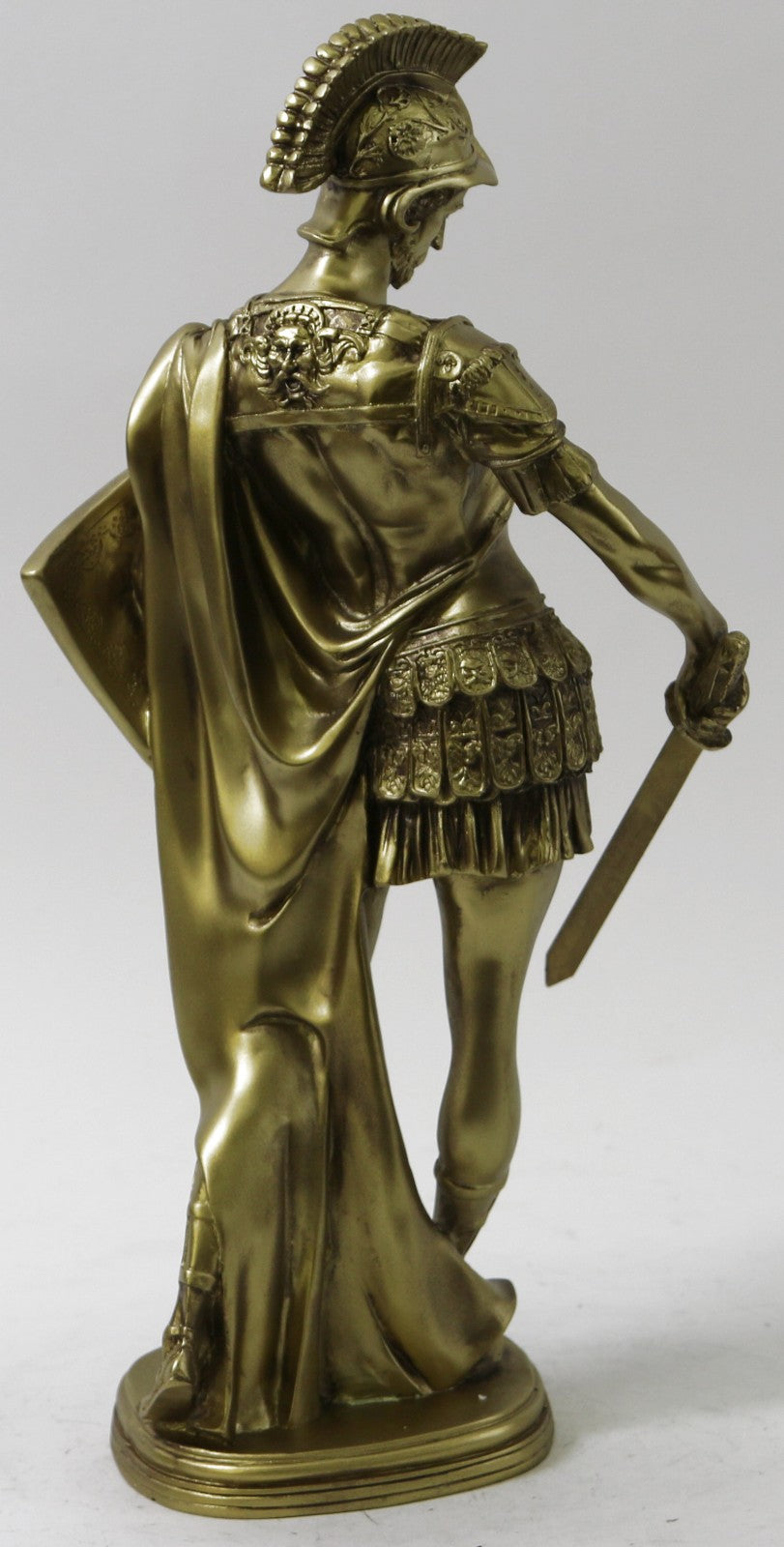 BRONZE COVERED RESIN SCULPTURE ROMAN GOD WARRIOR STATUE FIGURINE FIGURE ART DECO