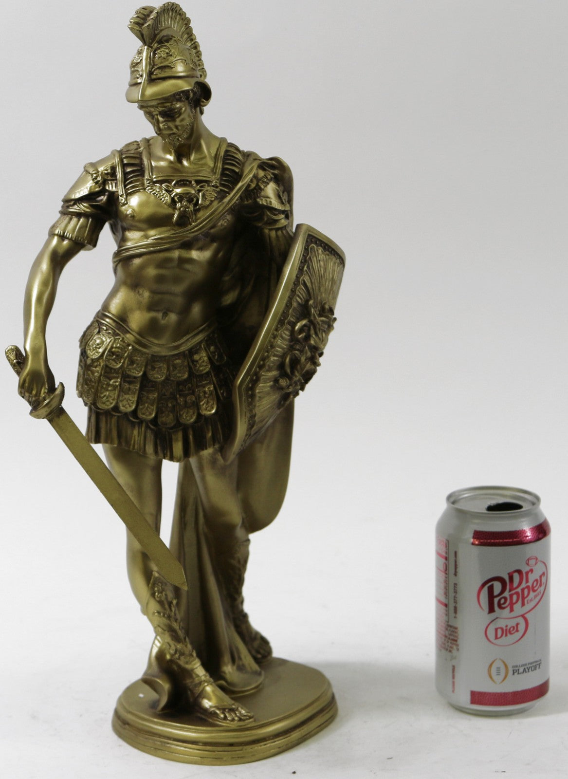 BRONZE COVERED RESIN SCULPTURE ROMAN GOD WARRIOR STATUE FIGURINE FIGURE ART DECO