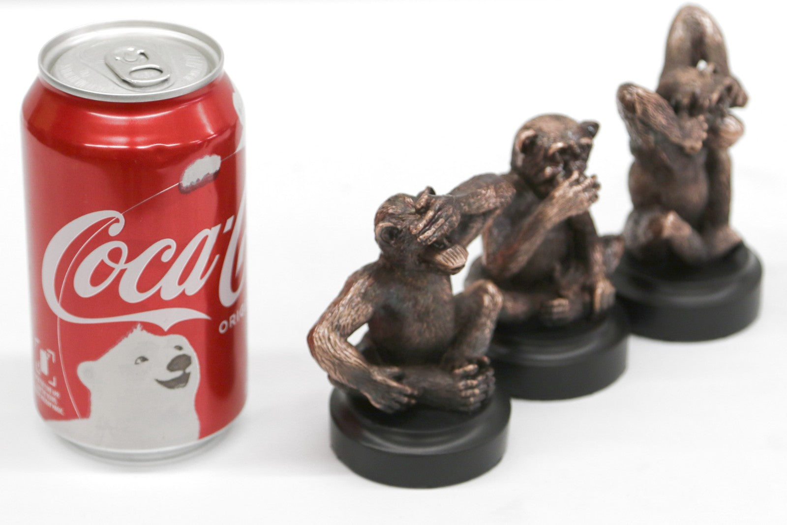 Three Wise Monkeys See Hear Speak No Evil Statue Sculpture Bronze Finish