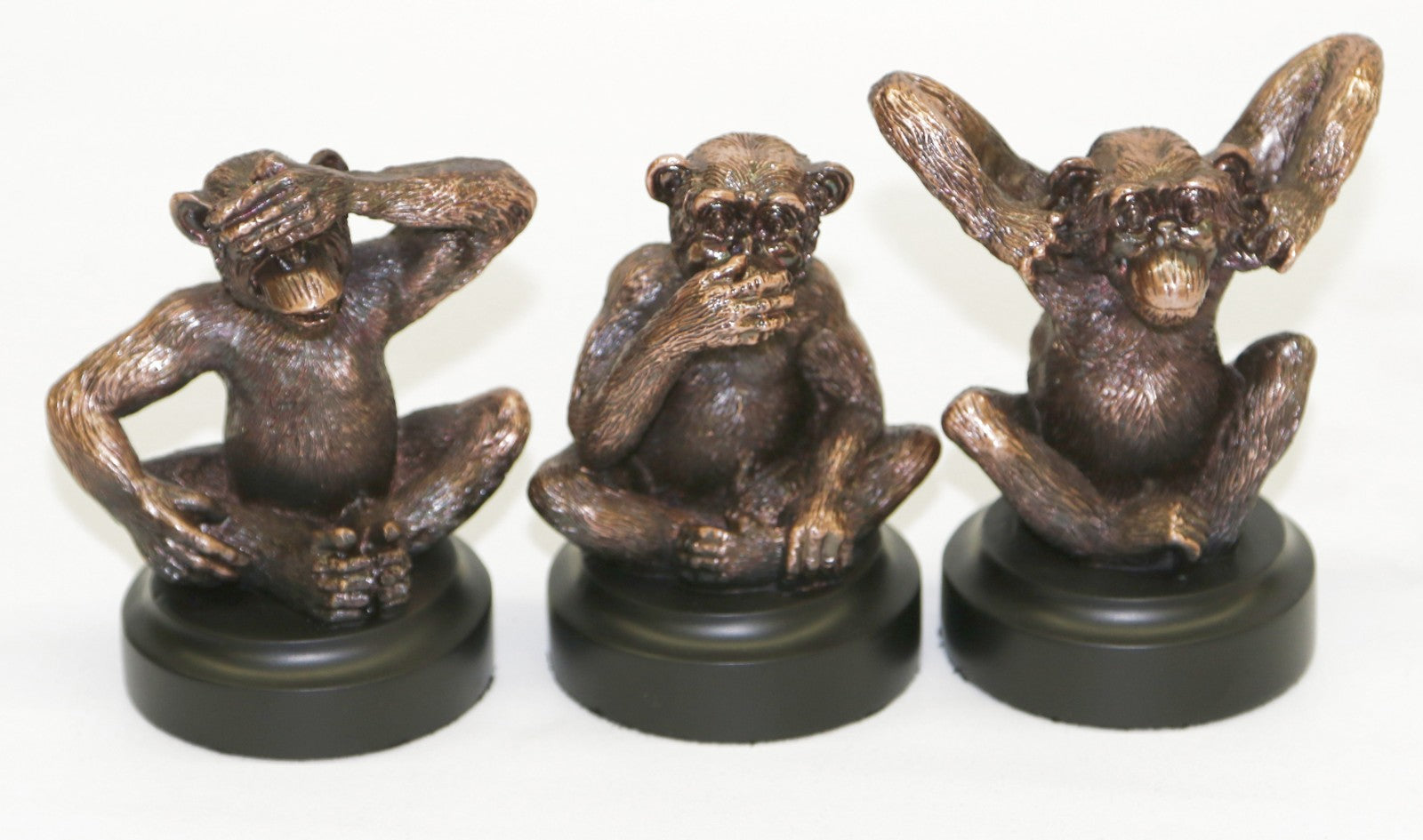 Three Wise Monkeys See Hear Speak No Evil Statue Sculpture Bronze Finish