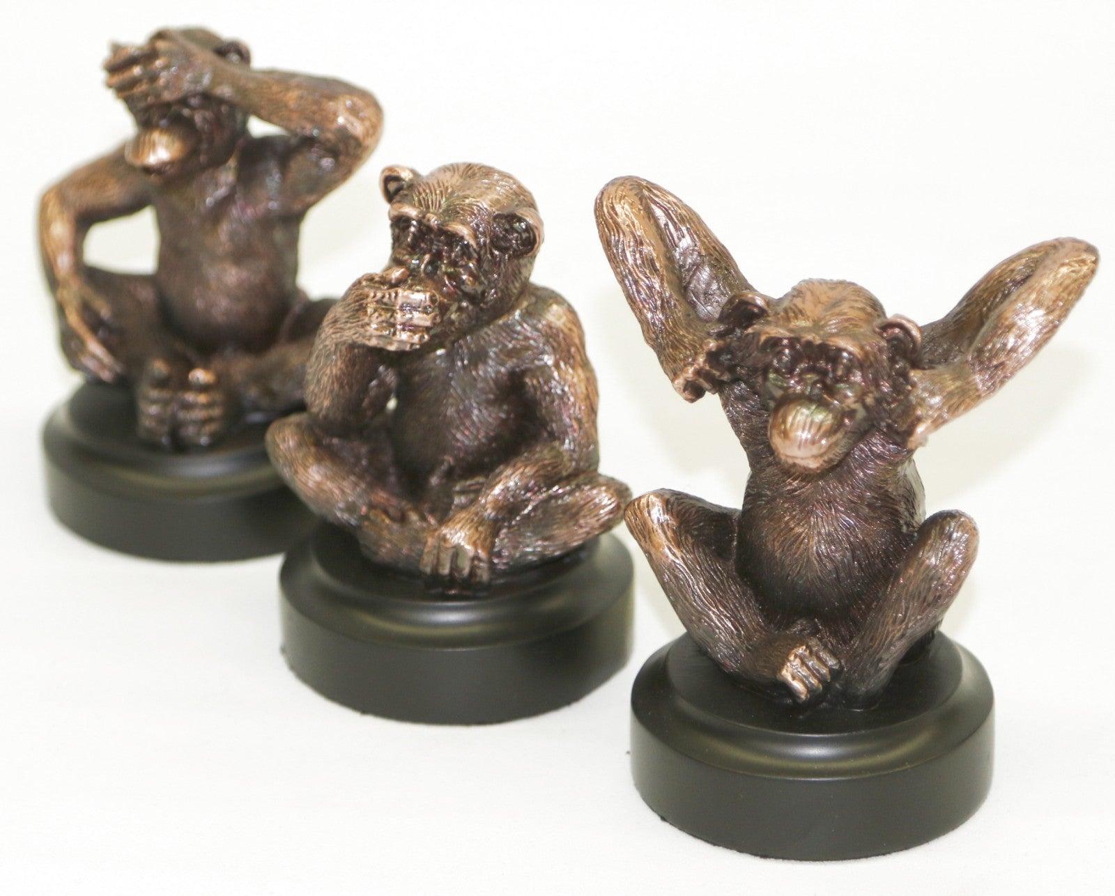 Three Wise Monkeys See Hear Speak No Evil Statue Sculpture Bronze Finish