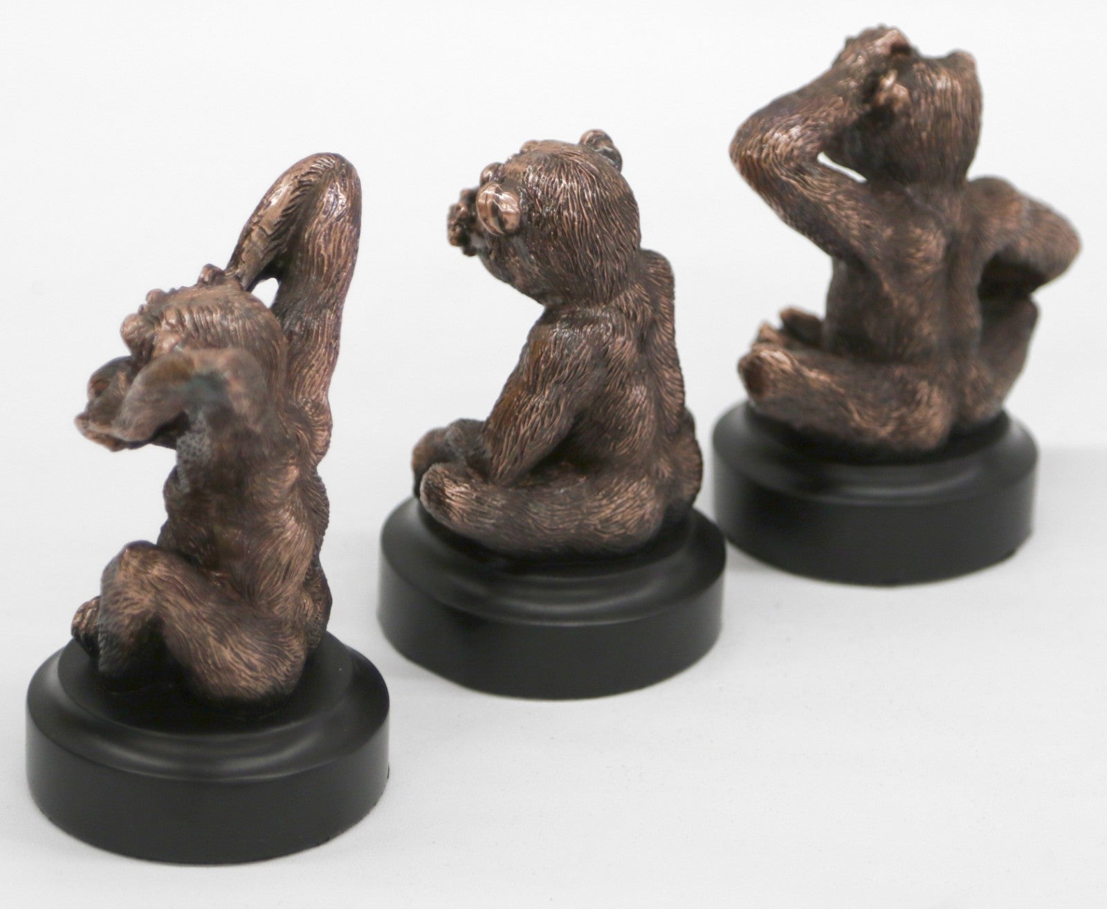 Three Wise Monkeys See Hear Speak No Evil Statue Sculpture Bronze Finish