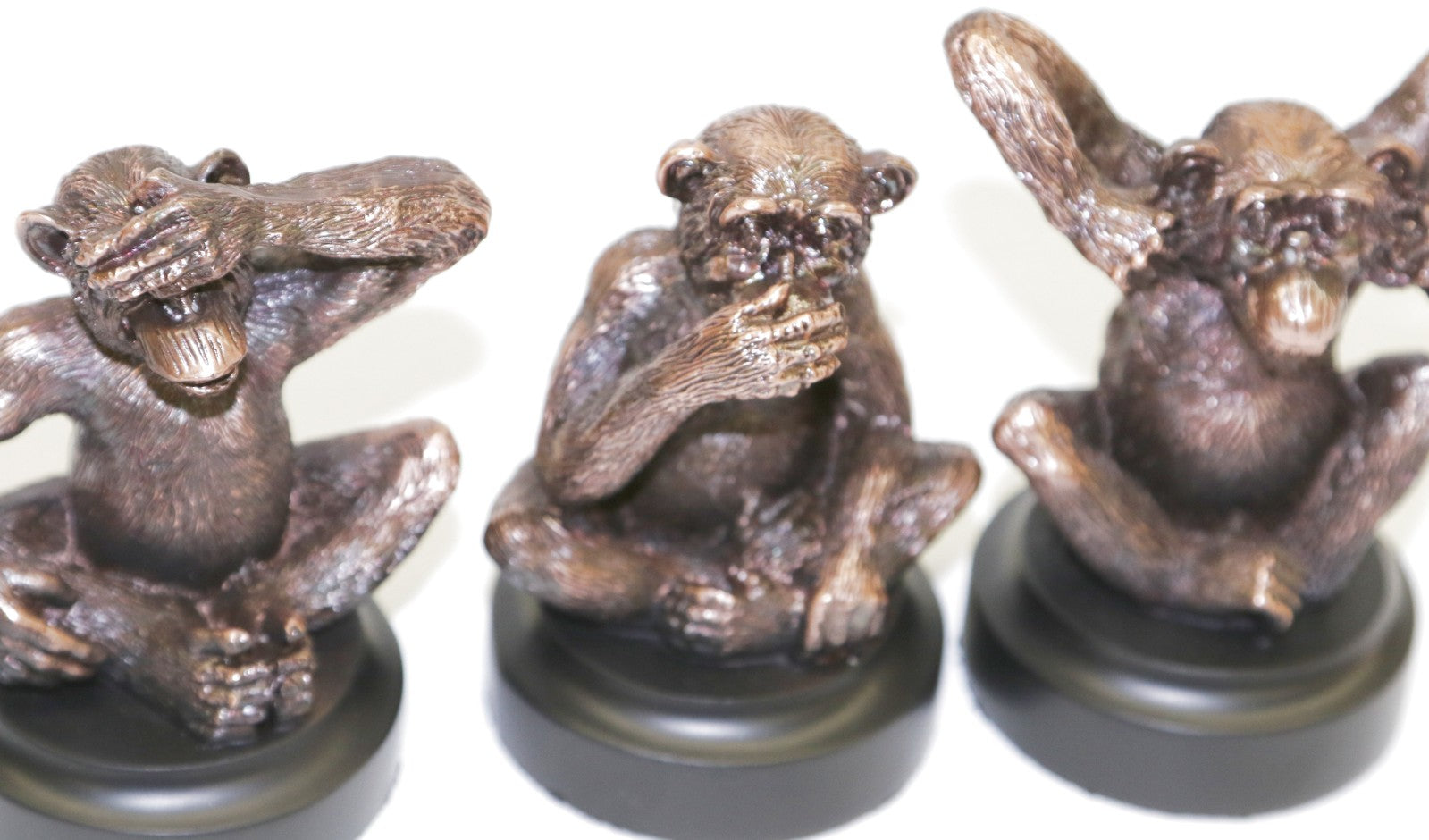 Three Wise Monkeys See Hear Speak No Evil Statue Sculpture Bronze Finish
