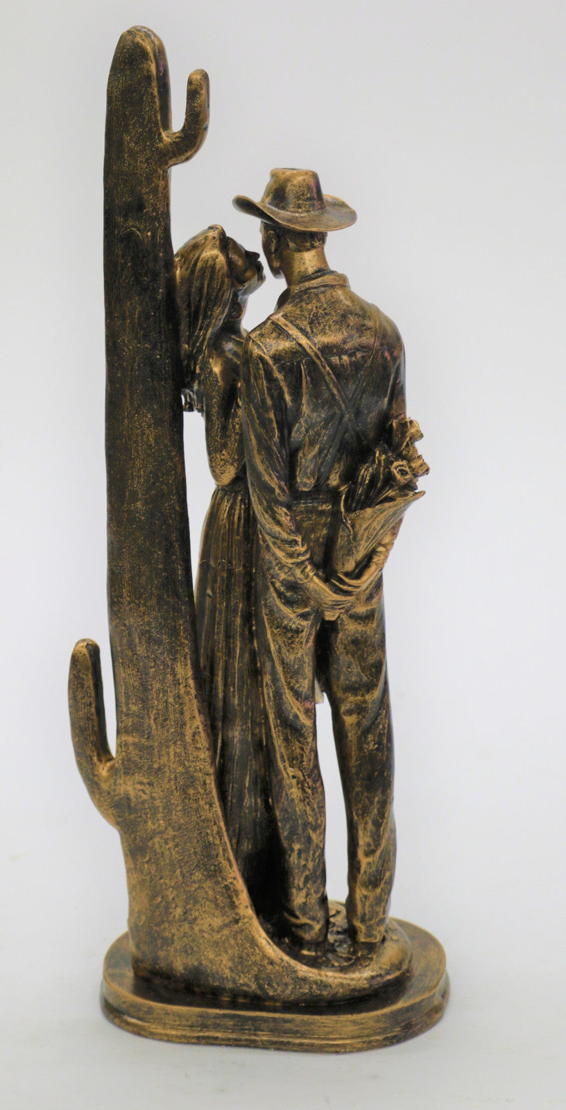Handcrafted Detailed Bronze Effect Masterpiece Old West Cowboy with His Girl Statue