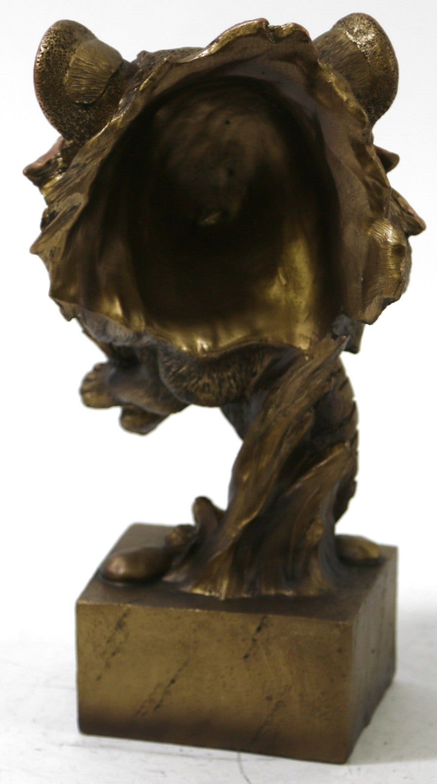 Tiger Head Bust With Cub Faux Carved Bronze Look Figurine Statue 9" Tall