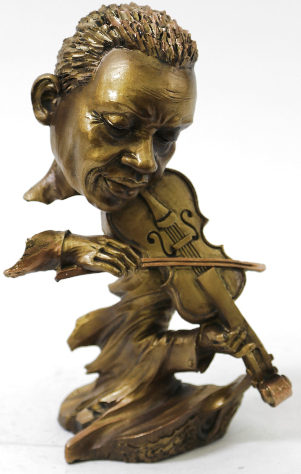 Man Violin Player Faux Bronze Cold Cast Classic Artwork Sculpture Figurine Statue
