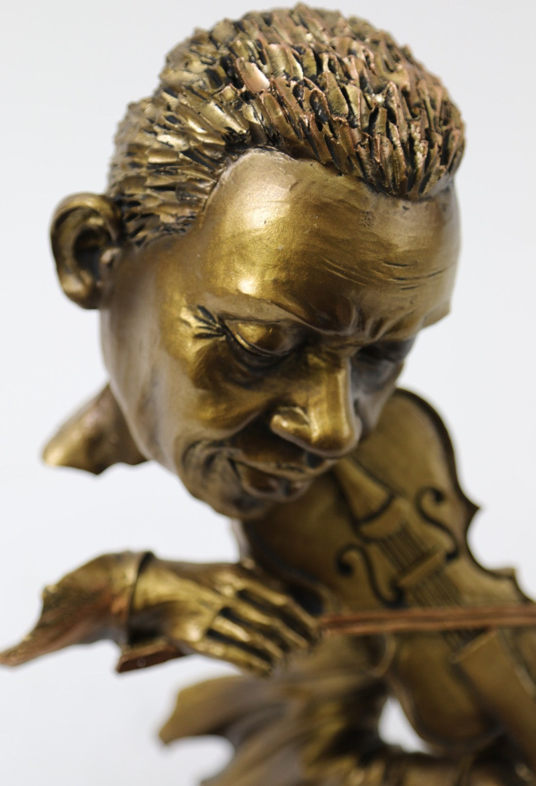 Man Violin Player Faux Bronze Cold Cast Classic Artwork Sculpture Figurine Statue