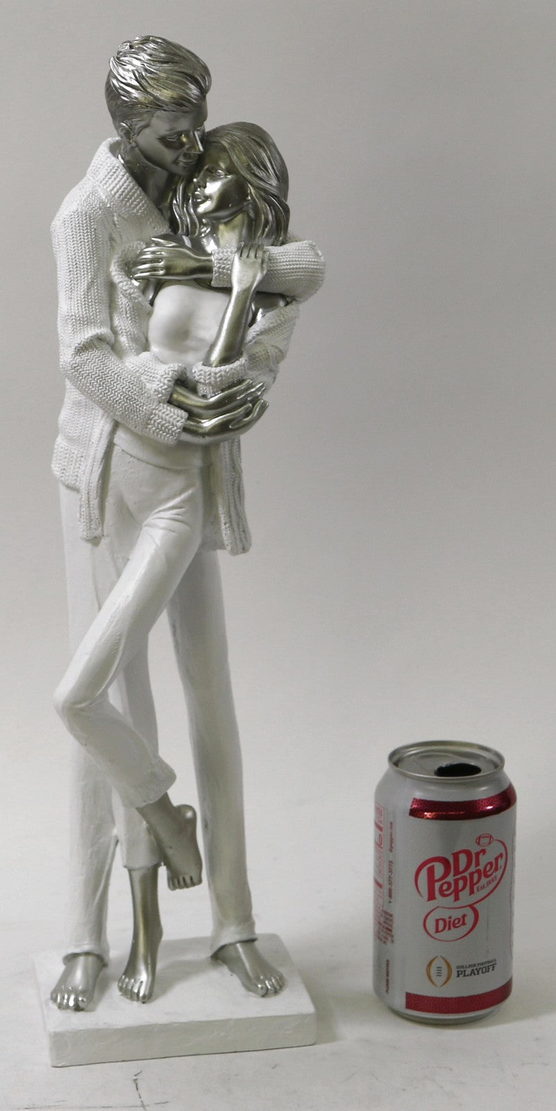 Large Silver Embrace Romance Couple Diamante Sculpture Figurine Ornament 46cm