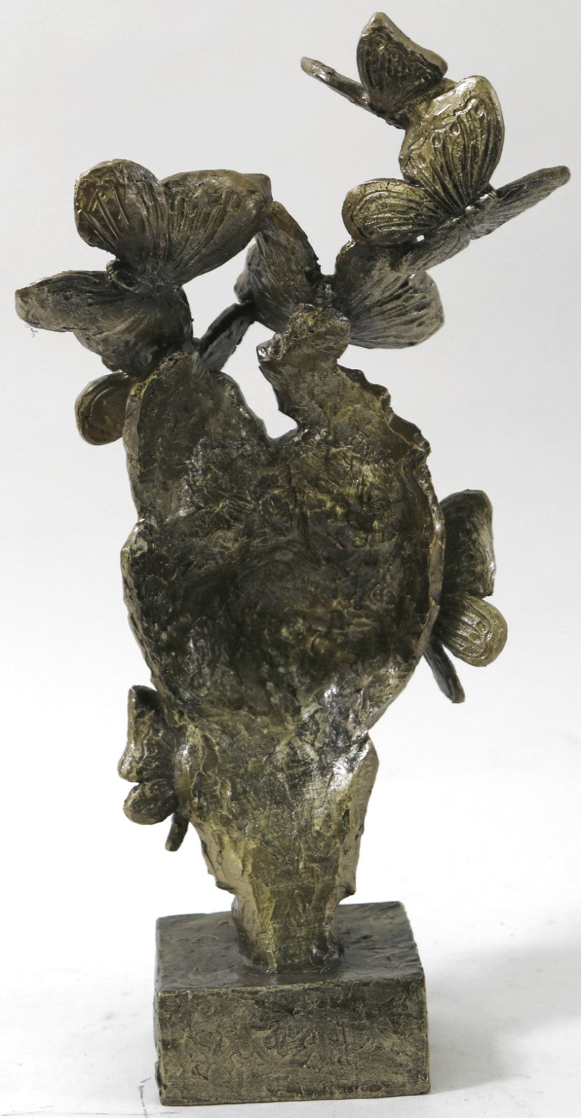 Abstract Girl W/ Butterfly Cold Cast Bronze Sculpture Base Figurine Home Deco