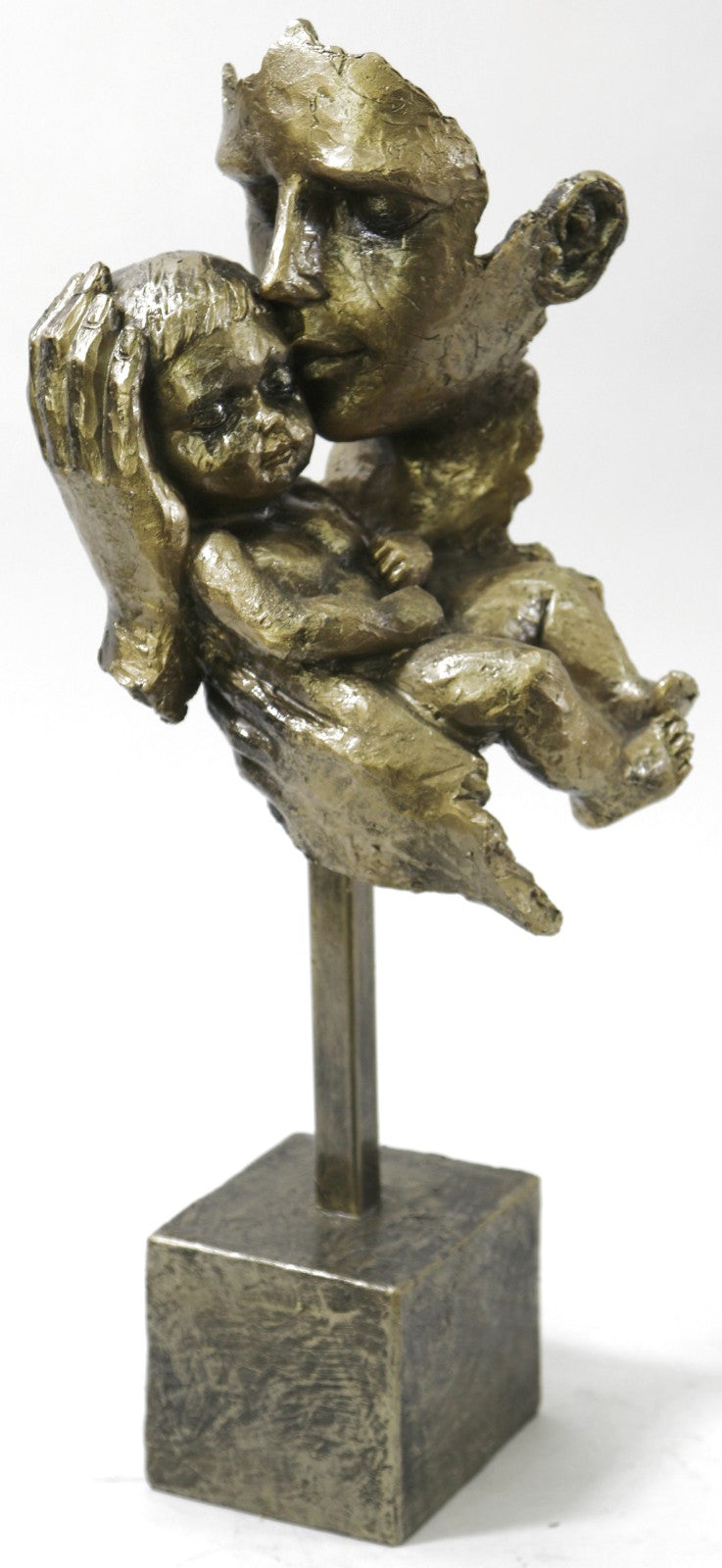 Art Deco Detailed Tender Moment Between Father and Little Boy Sculpture