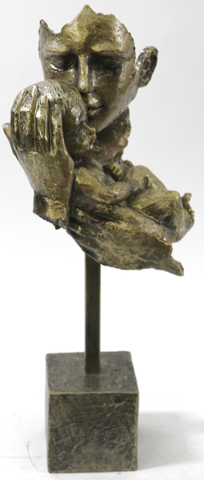 Art Deco Detailed Tender Moment Between Father and Little Boy Sculpture