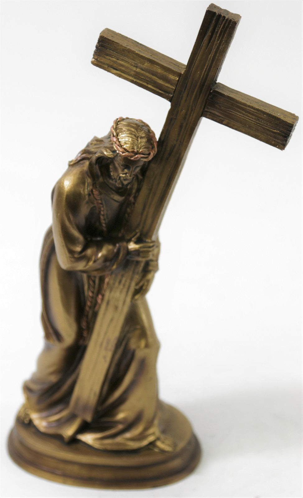 Crucifixion of Christ Cross Desktop Décor Cold Cast Bronze Sculpture Statue