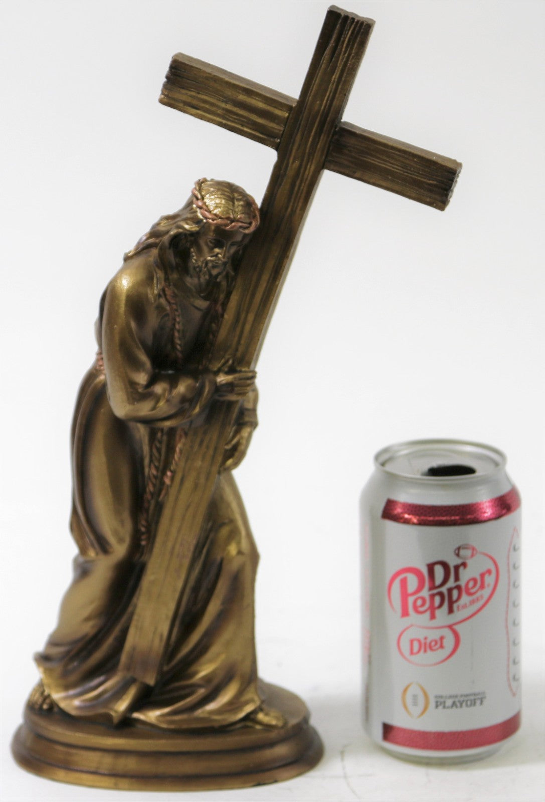 Crucifixion of Christ Cross Desktop Décor Cold Cast Bronze Sculpture Statue