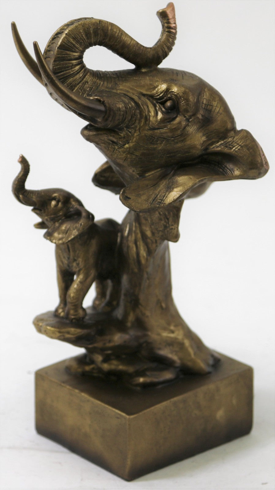 Bronze Finish Elephant and Calf Wildlife Museum Quality Artwork Sculpture