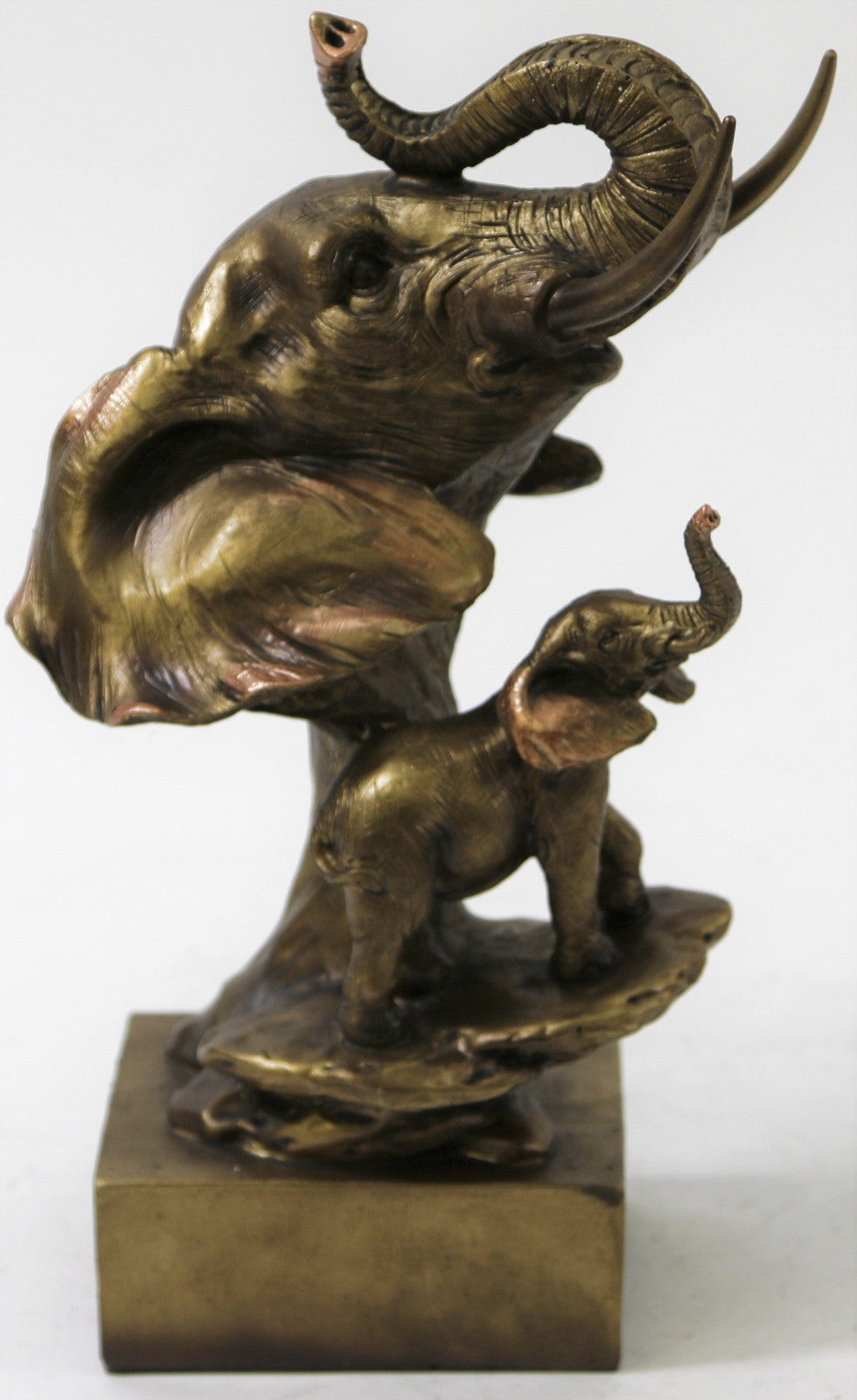 Bronze Finish Elephant and Calf Wildlife Museum Quality Artwork Sculpture