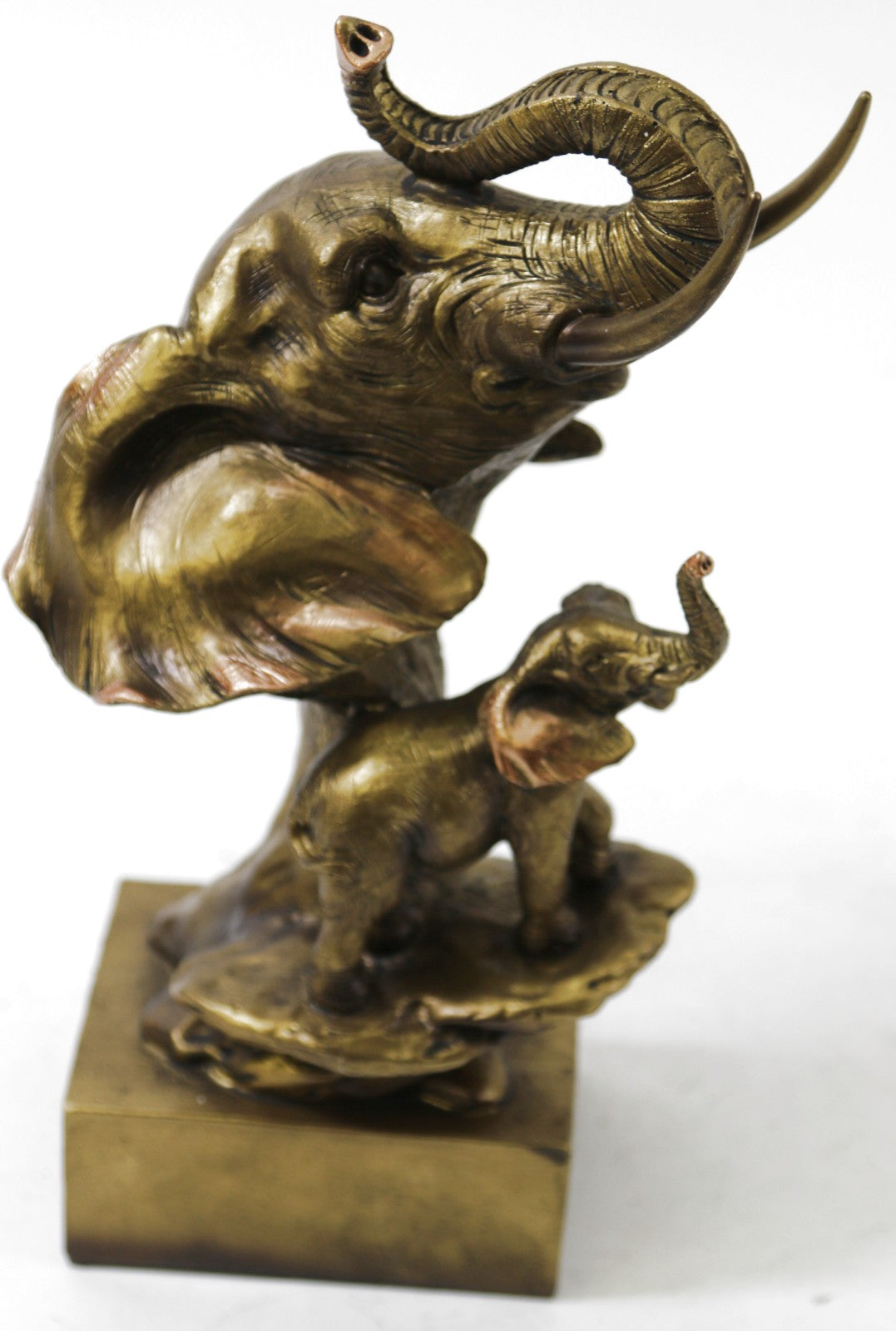 Bronze Finish Elephant and Calf Wildlife Museum Quality Artwork Sculpture
