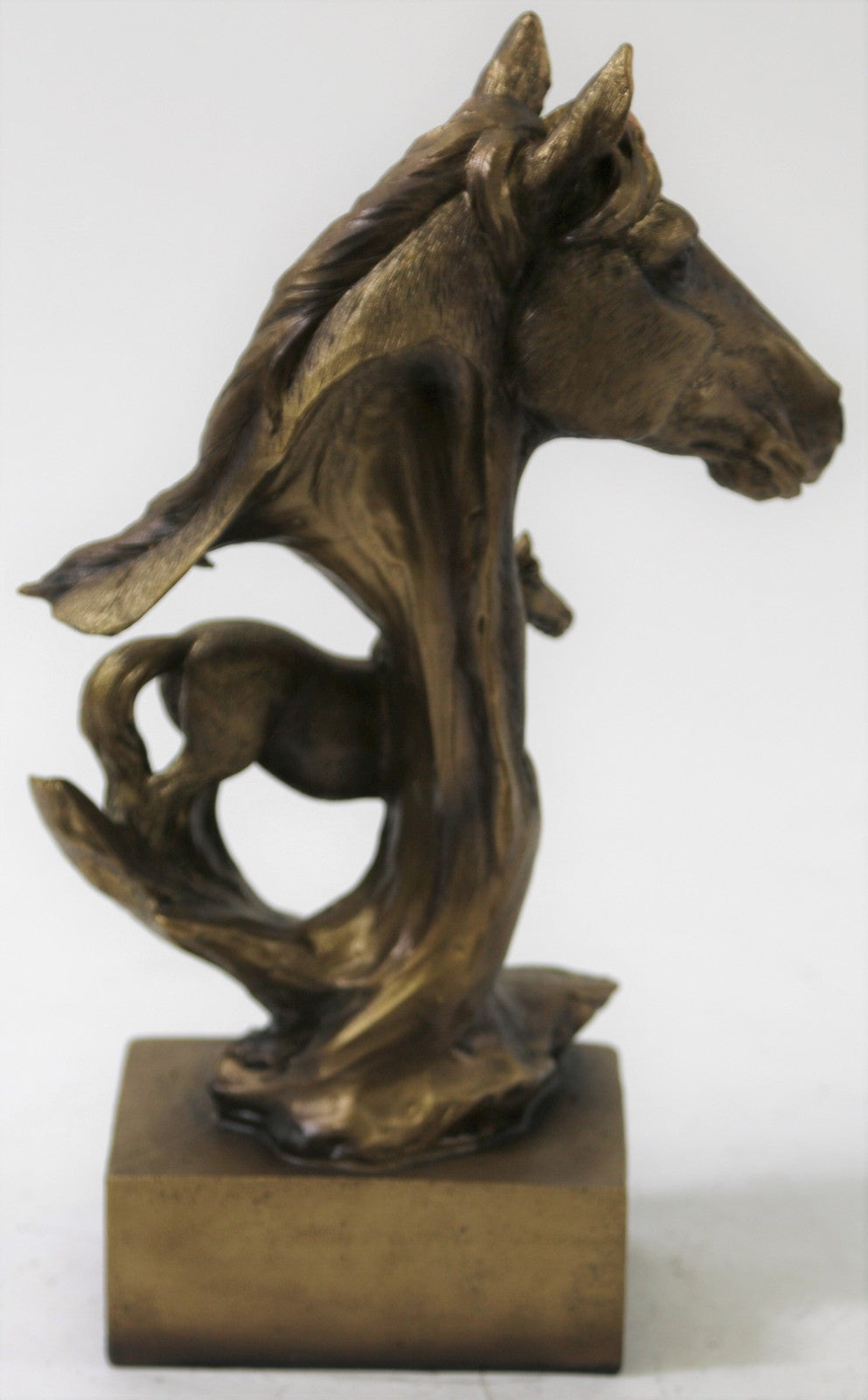Galloping Western Stallions 15" Tall Table Sculpture Bronzed Statue Figurine