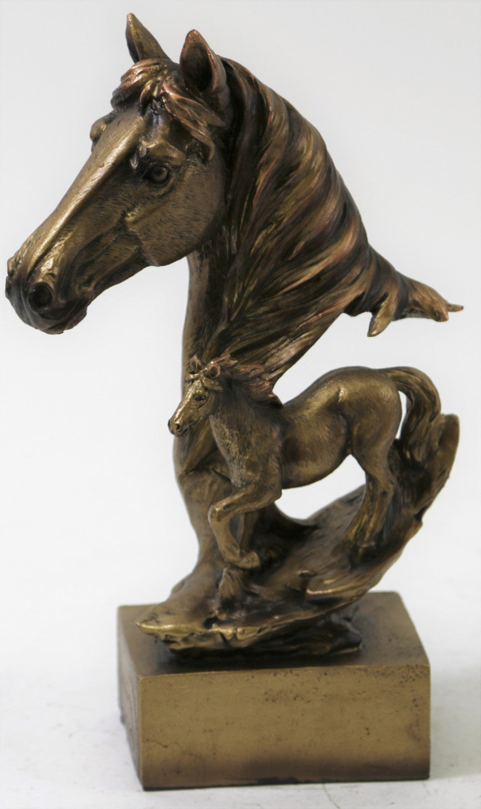 Galloping Western Stallions 15" Tall Table Sculpture Bronzed Statue Figurine