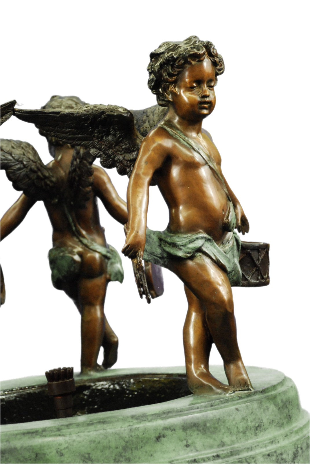 European Design The Three Splashing Putti Sculptural Outdoor Fountain Figurine