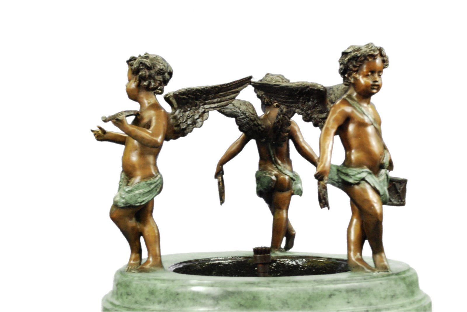 European Design The Three Splashing Putti Sculptural Outdoor Fountain Figurine