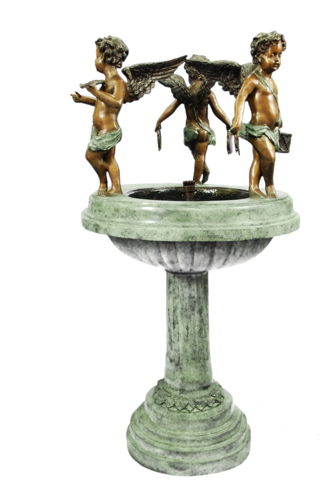 European Design The Three Splashing Putti Sculptural Outdoor Fountain Figurine