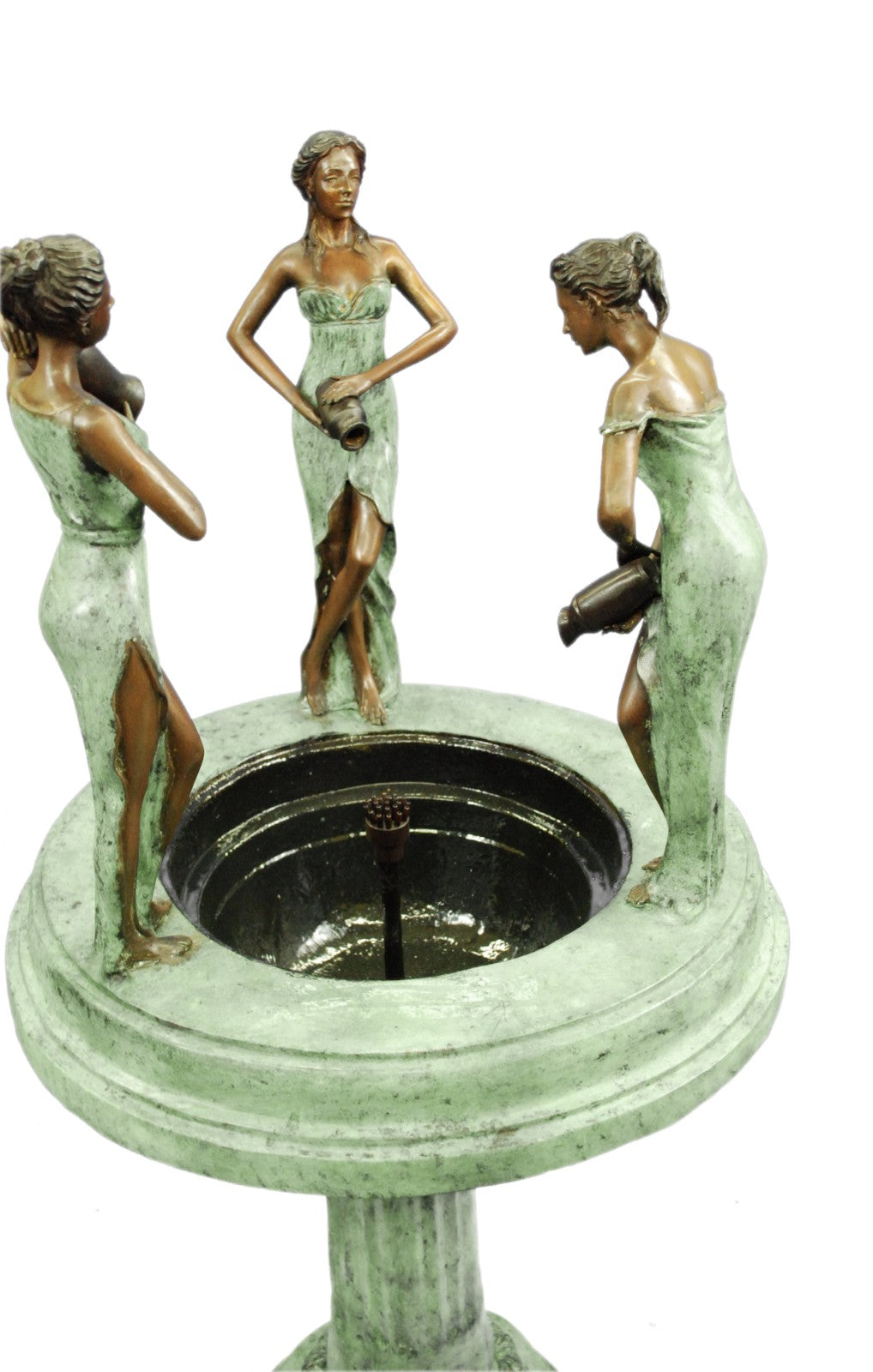 Signed Original Marius 3 Maiden Bronze Verdi Bronze Water Fountain Sculpture
