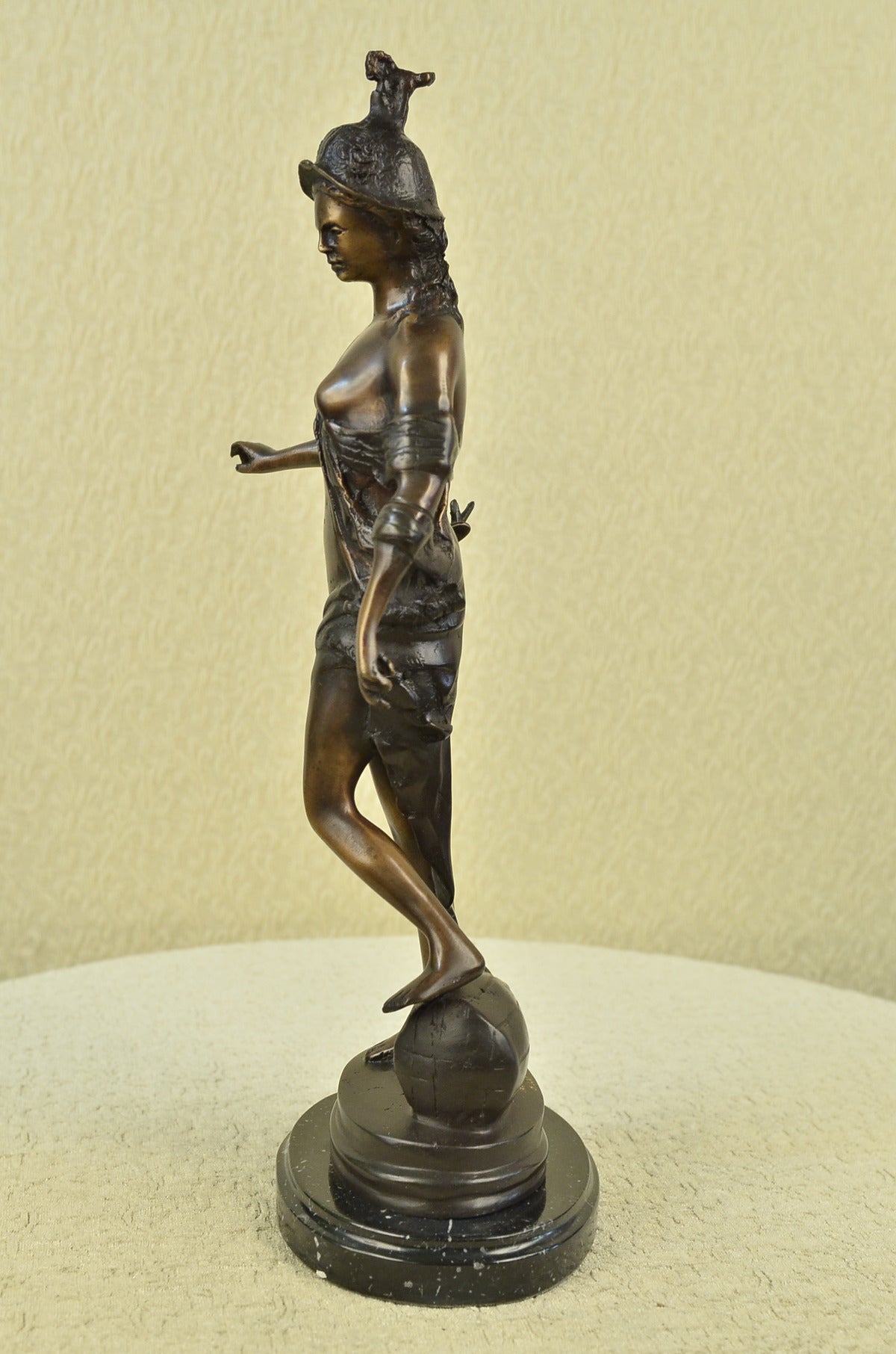 Handcrafted Diana The Hunter With Stag Bronze Sculpture Hot Cast Marble Base