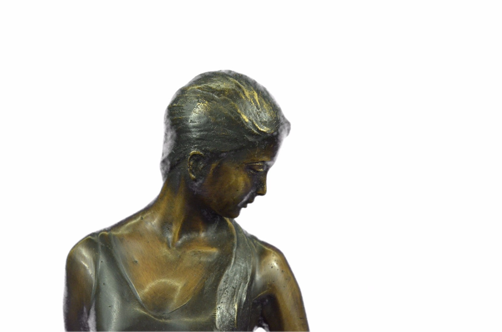 Hot Cast Semi Nude Female Woman Lady With Bird Bronze Sculpture Statue Figurine