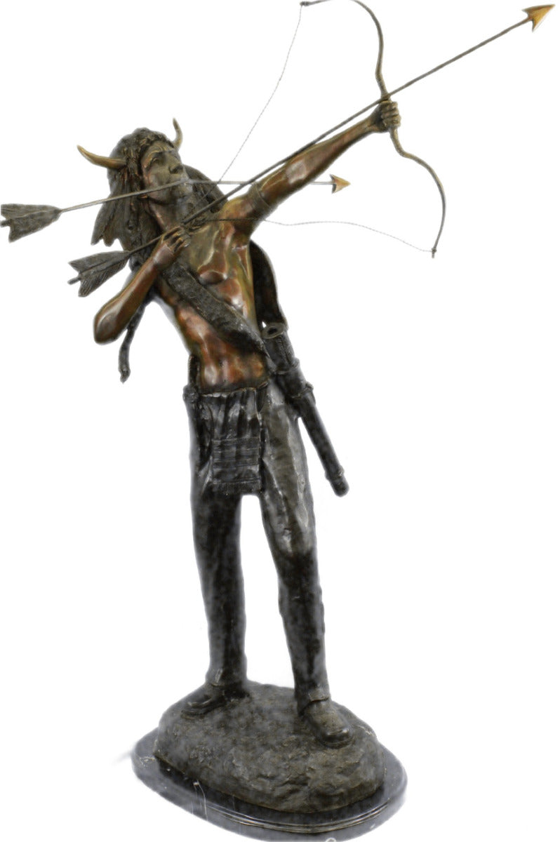 Signed Original Giancarlo Bronze Sculpture – Indian Warrior Statue – Hot Cast Art Sale