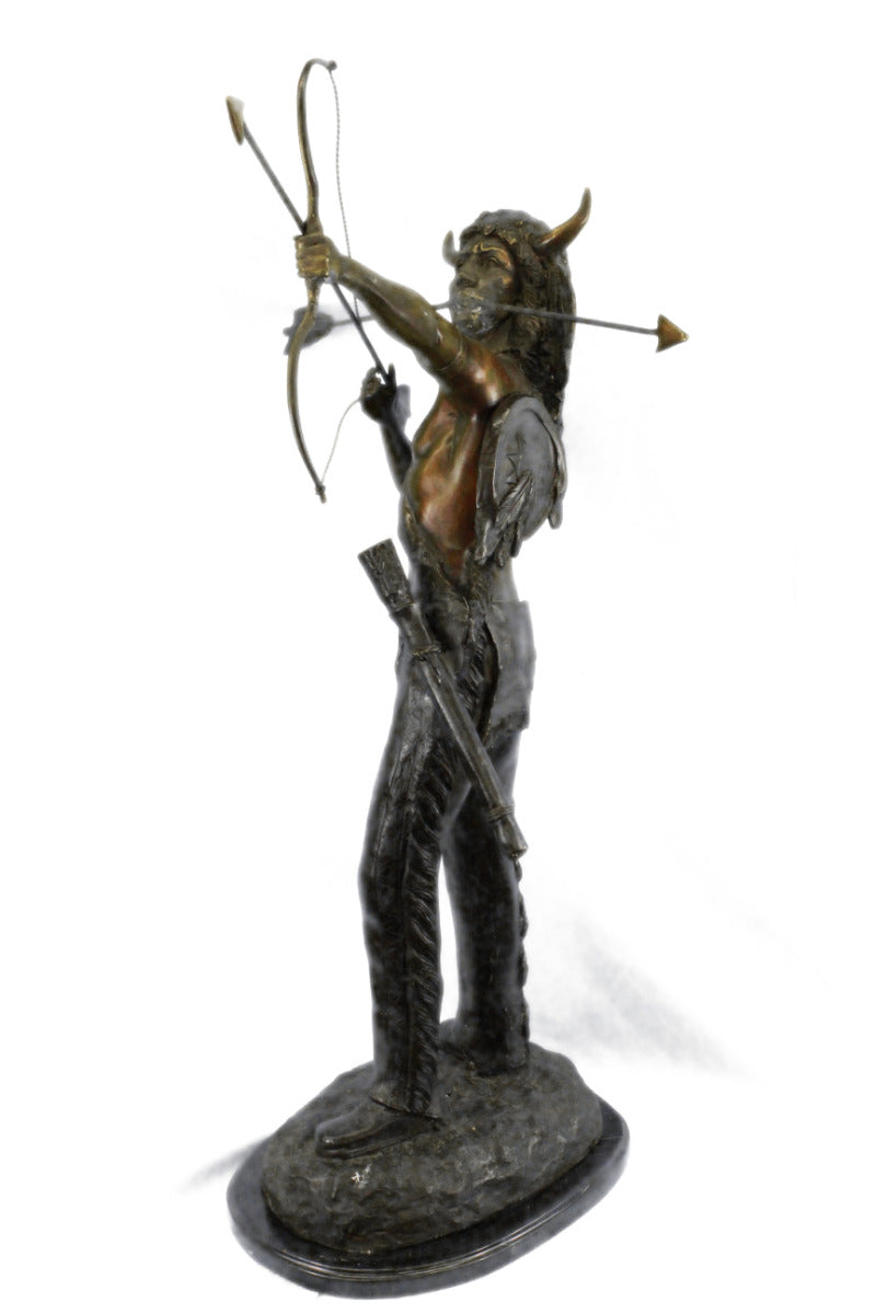 Signed Original Giancarlo Bronze Sculpture – Indian Warrior Statue – Hot Cast Art Sale