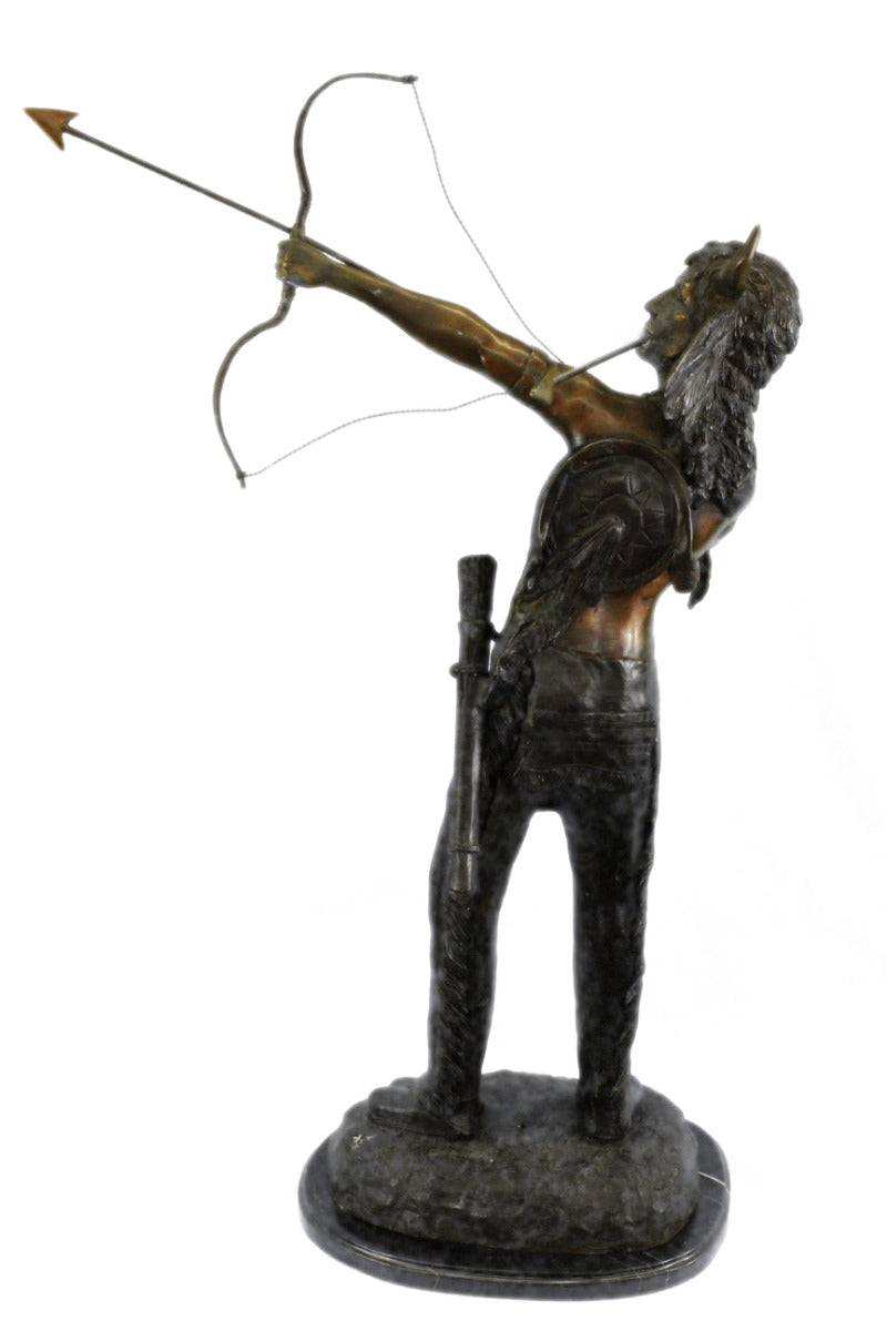 Signed Original Giancarlo Bronze Sculpture – Indian Warrior Statue – Hot Cast Art Sale