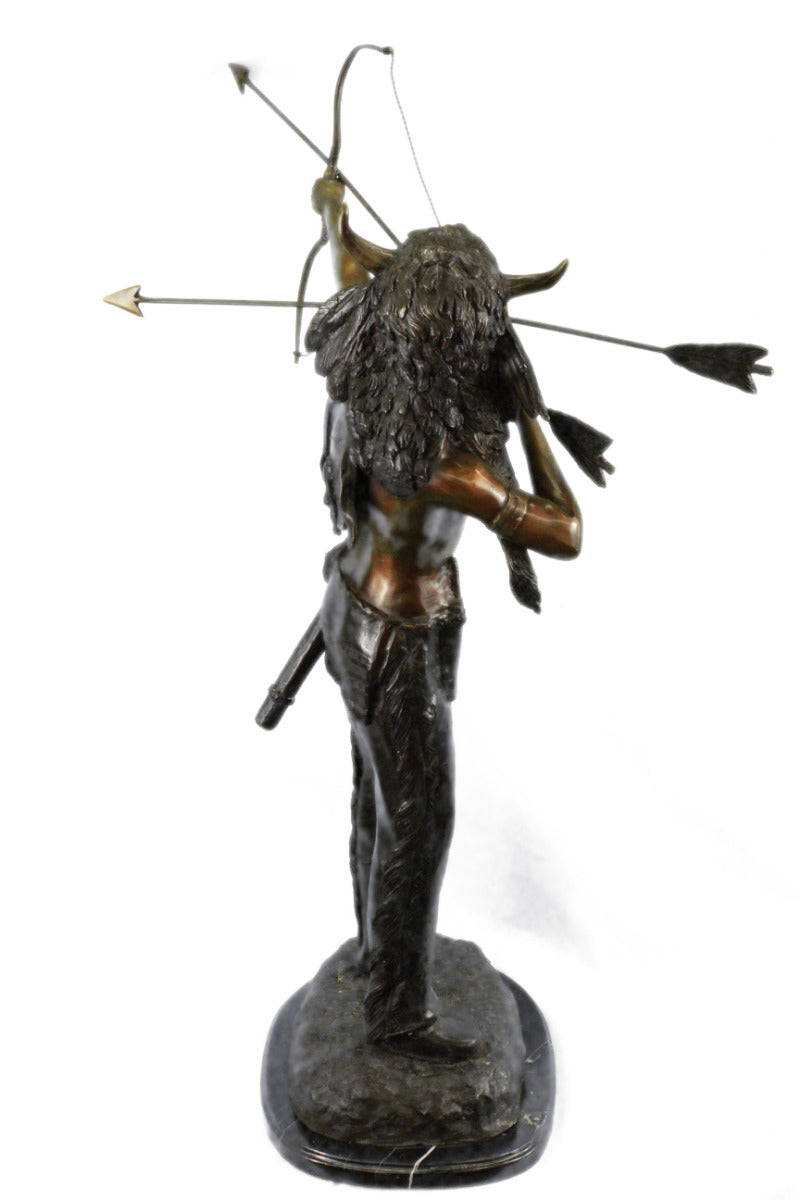 Signed Original Giancarlo Bronze Sculpture – Indian Warrior Statue – Hot Cast Art Sale