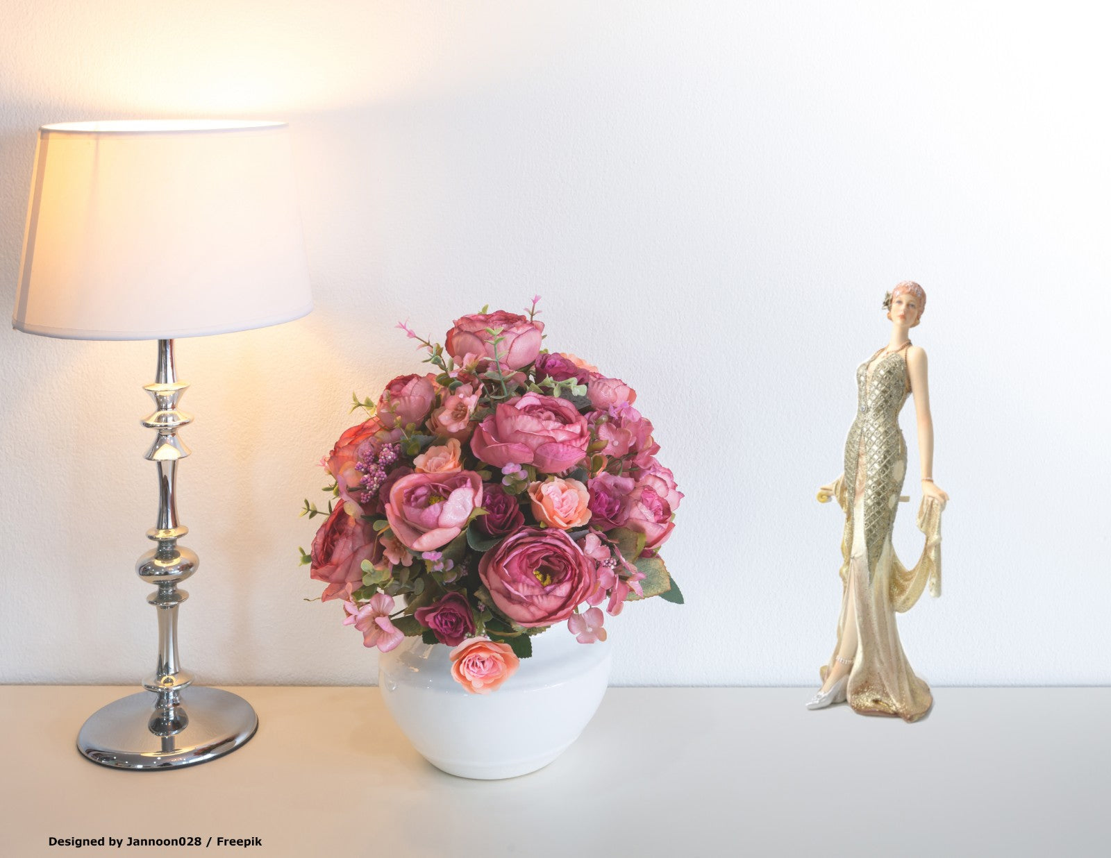 Art Nouveau Gorgeous Woman in Gold Dress Holding Shawl Sculpture Figurine Decor