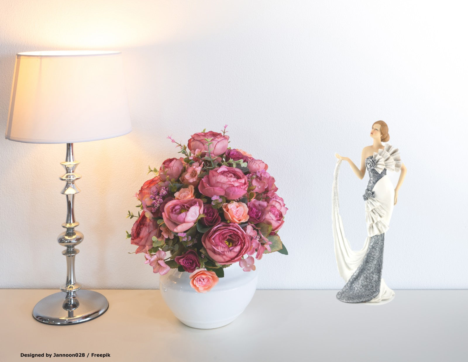 European Made Sculpture Gorgeous Woman in Bridal White Dress Detailed