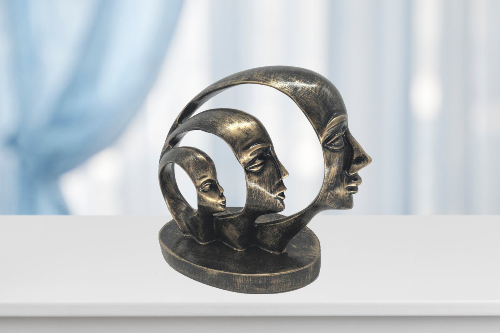 Bronze Effect Gorgeous Faces Modern Abstract Sculpture Figurine Figure