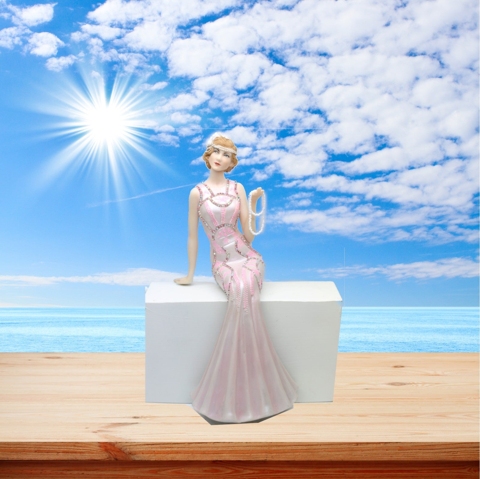 Art Deco Nouveau Detailed Sitting on Edge of Desk Home Decoration Statue