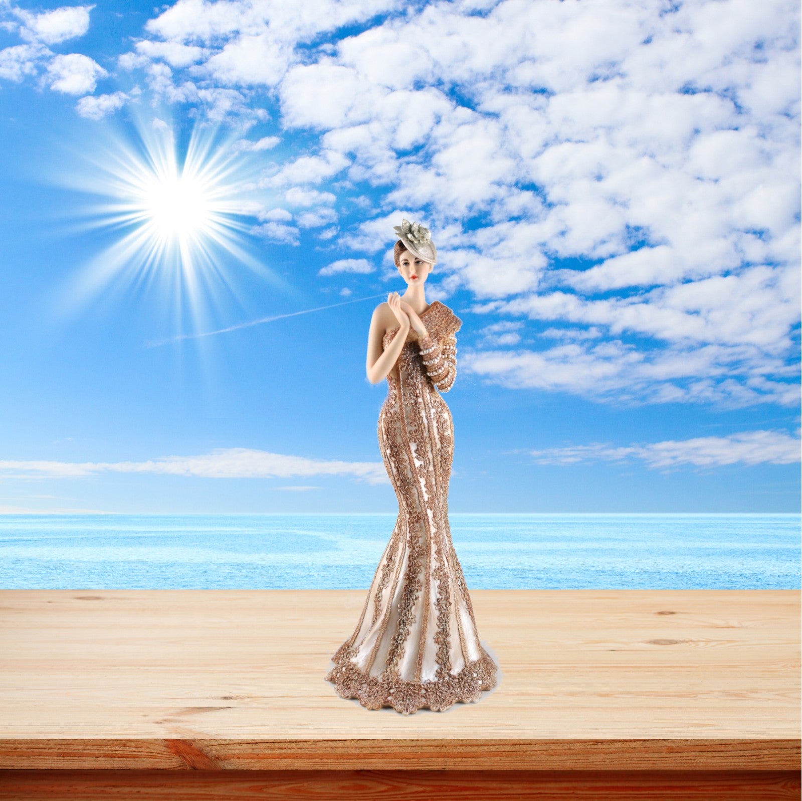 Europe Style Polyresin Elegant Lady Figurines Cold Cast Masterpiece Sculpture Decor