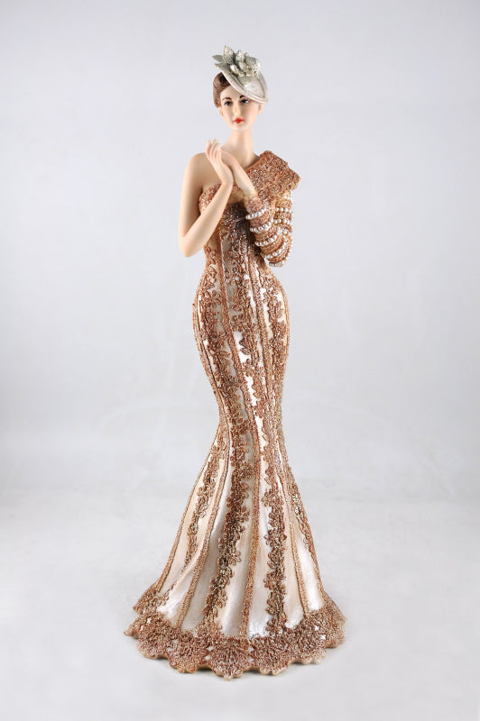Europe Style Polyresin Elegant Lady Figurines Cold Cast Masterpiece Sculpture Decor