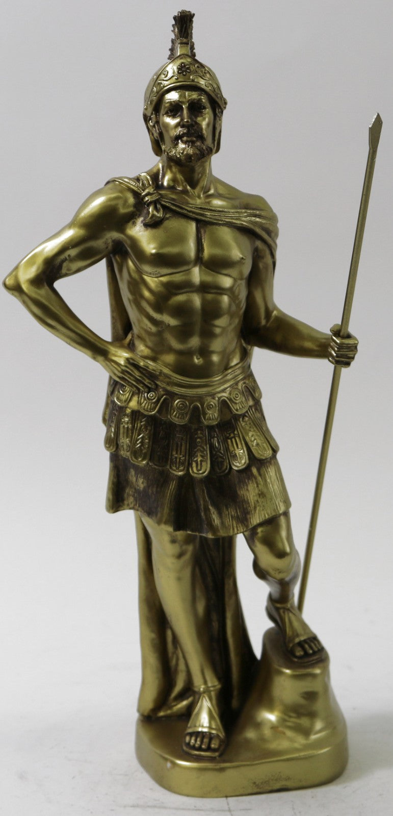 16" Western Deco Bronze Sculpture Roman Soldier Statue Spartan Greek Warrior