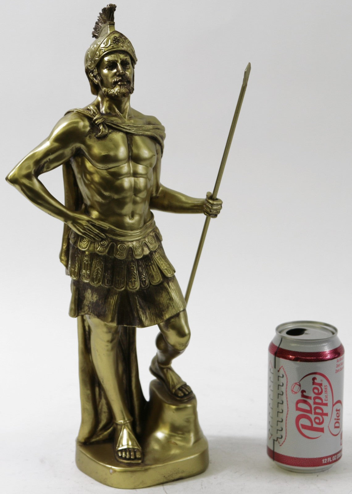 16" Western Deco Bronze Sculpture Roman Soldier Statue Spartan Greek Warrior
