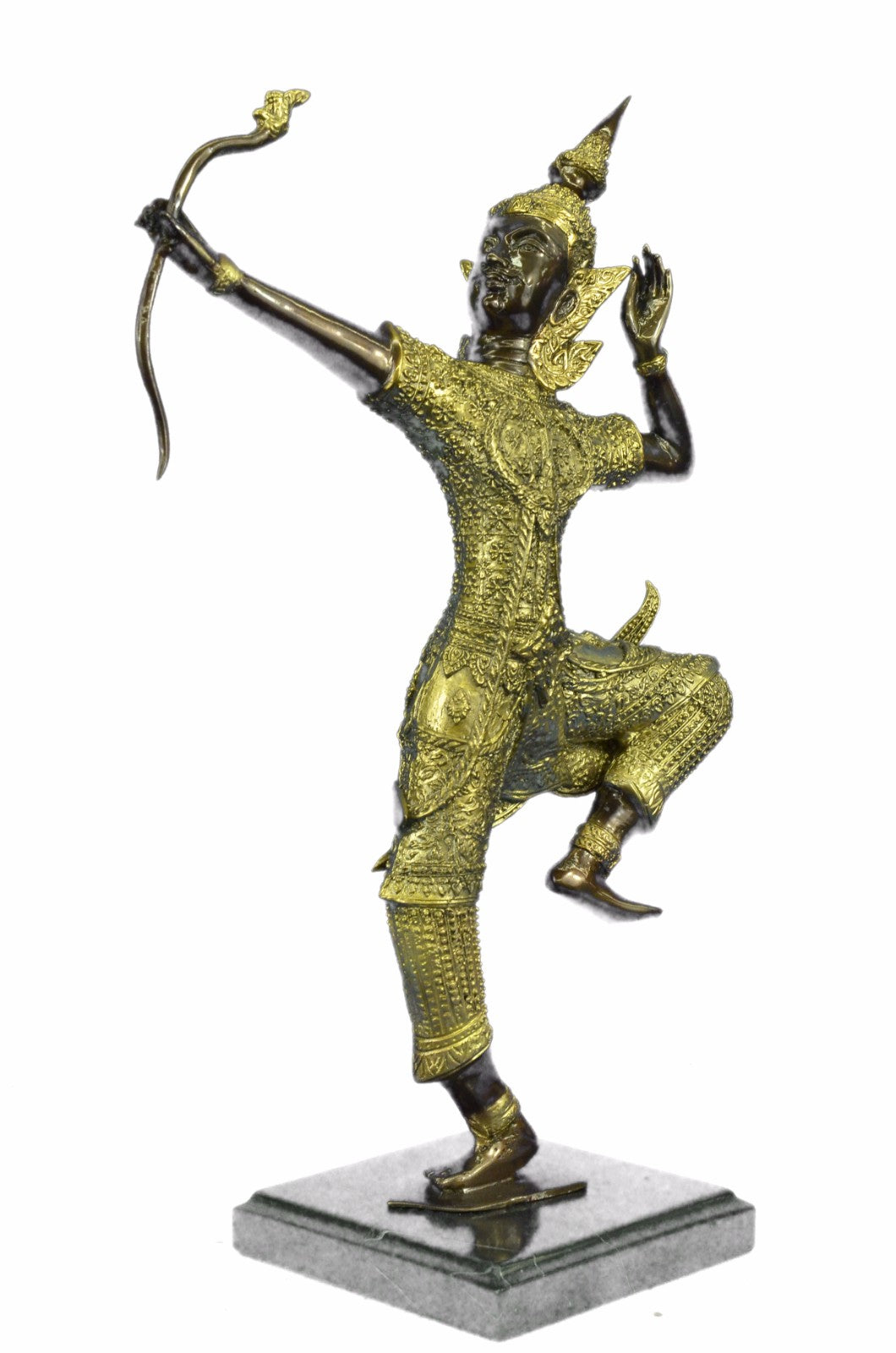 Hindu Amulet - Phra Rama Shot Bow - Exquisite Bronze Thai Statue Sculpture