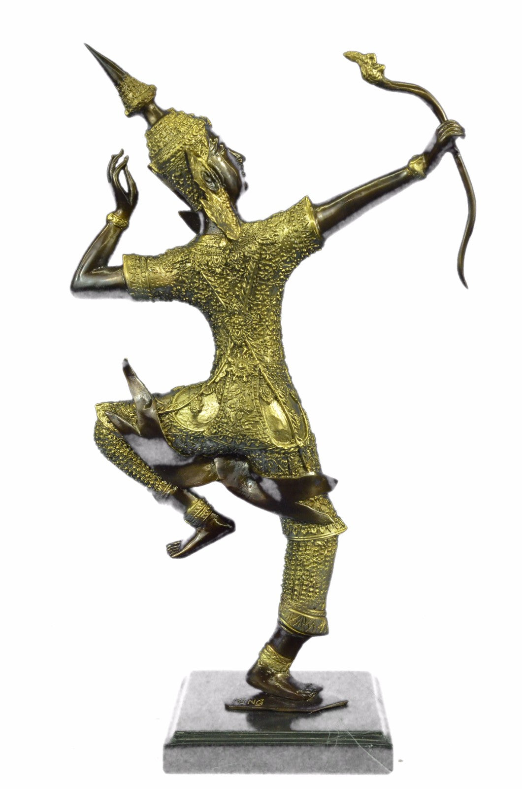 Hindu Amulet - Phra Rama Shot Bow - Exquisite Bronze Thai Statue Sculpture