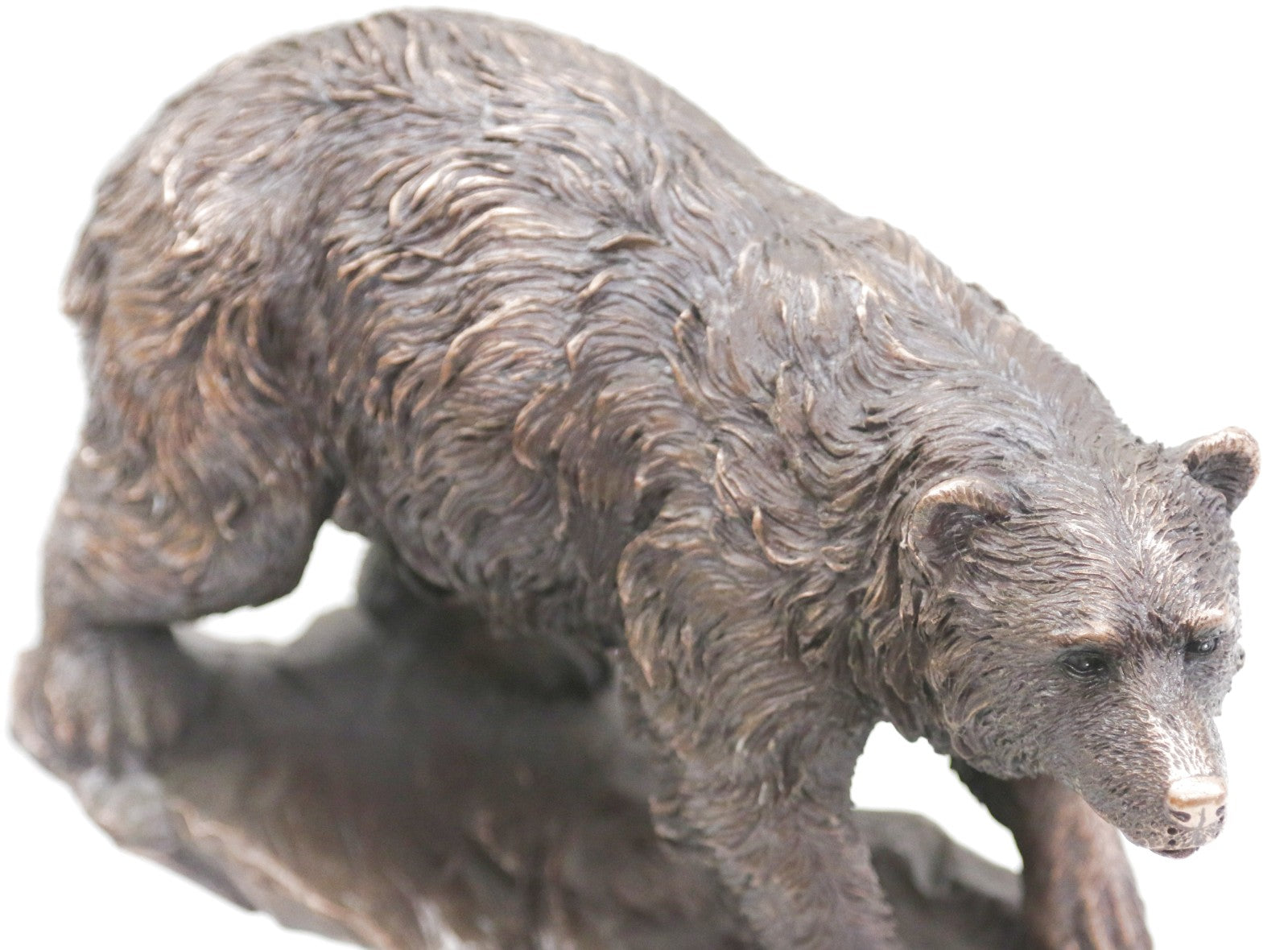 Grizzly Bear on Rock Bronze Effect Sculpture Art Deco Figurine With Black Base